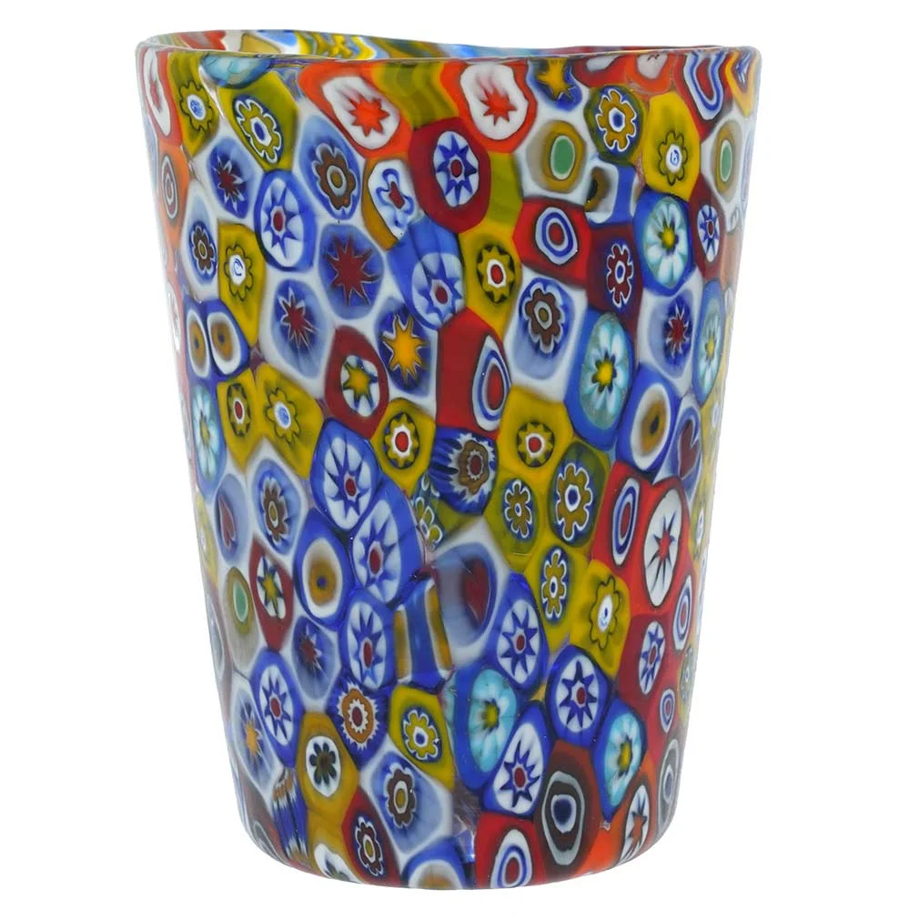 GlassOfVenice Murano Glass Tumbler - Multicolor Millefiori