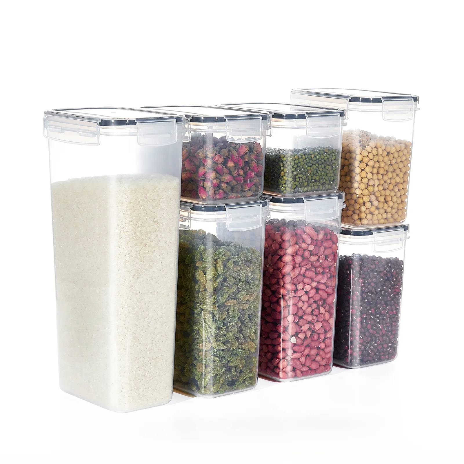 Aibecy 7PCS Food Storage Containers kitchen Storage Container BPA Free Pantry Organization with Lid Stackable Design for Cereal Snack Noodle Nut Pasta Flour Rice