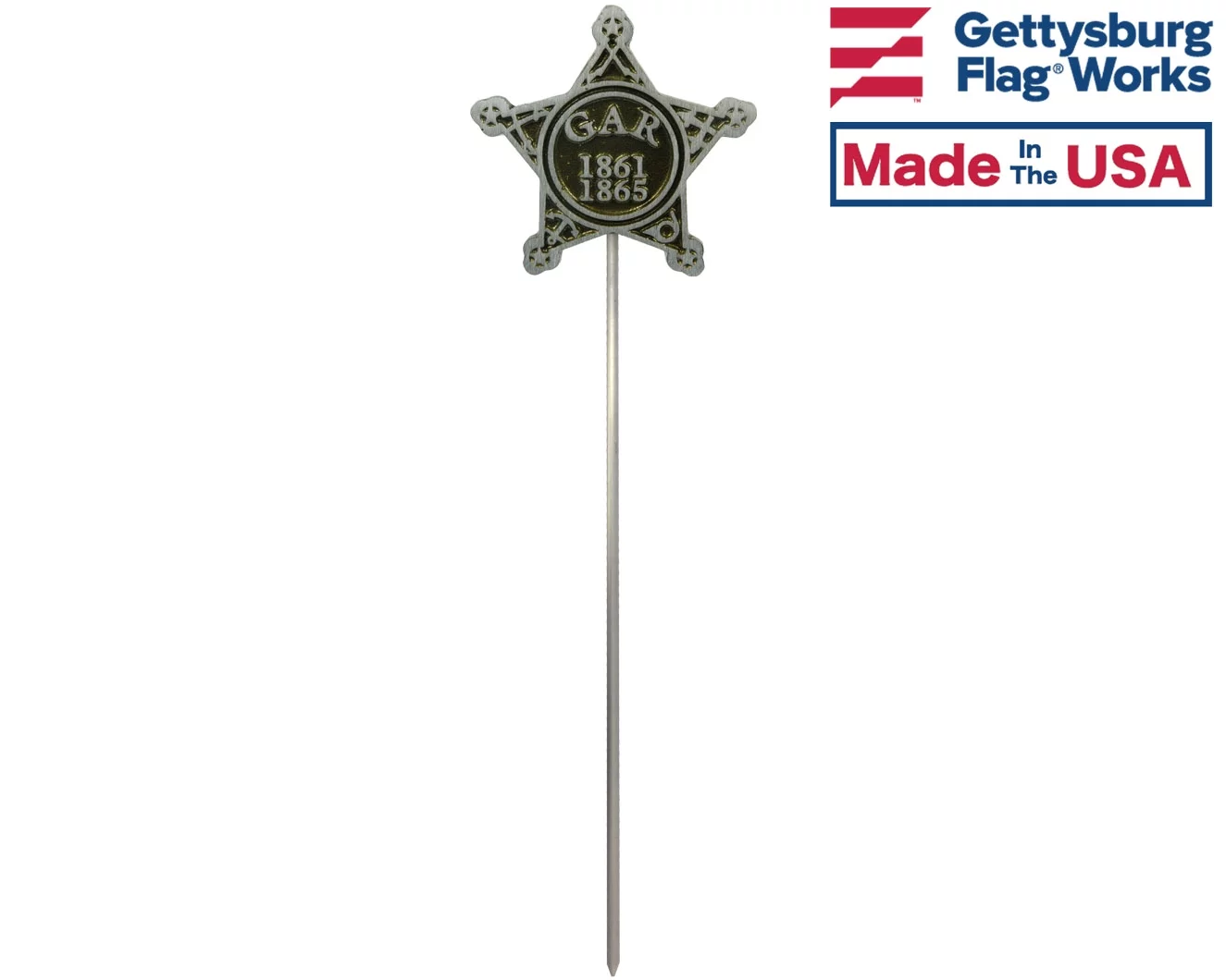 Aluminum Grave Marker G.A.R. (Union Civil War), Cemetery Memorial Flag Holder, Veteran Plaque, Made in USA