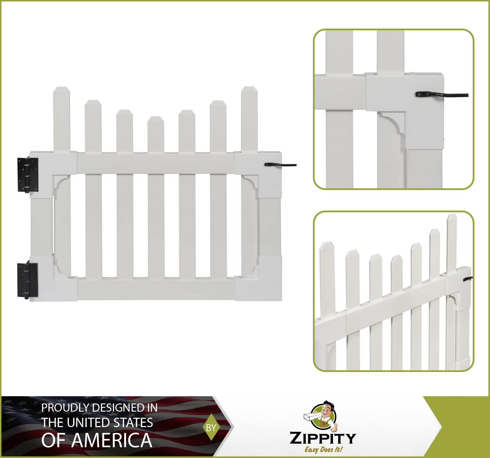 All American Vinyl Picket Gate