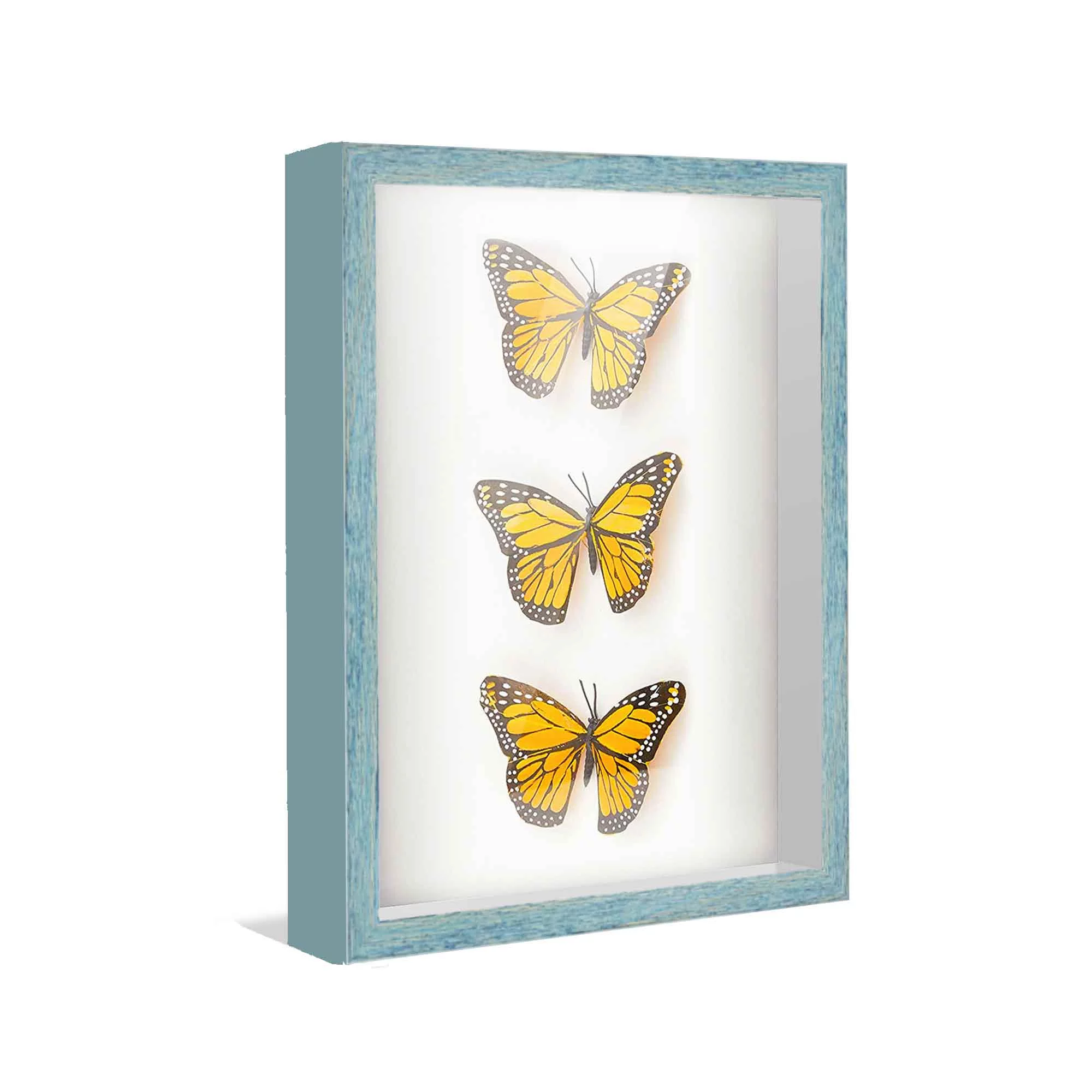 14x18 Shadow Box Frame Blue | 1.125 inches Deep Real Wood Rustic Shadowbox Display Frame | UV