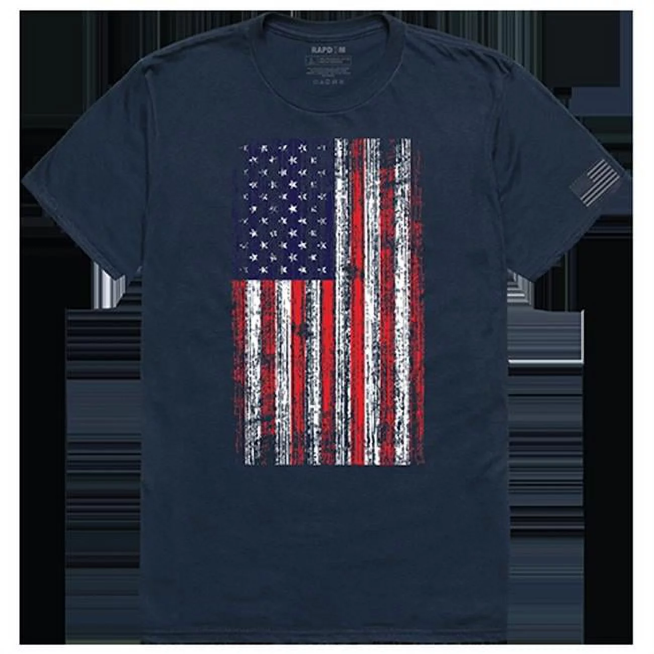 Distressed Flag Tactical Graphic Tee Shirt, Navy - Extra Large