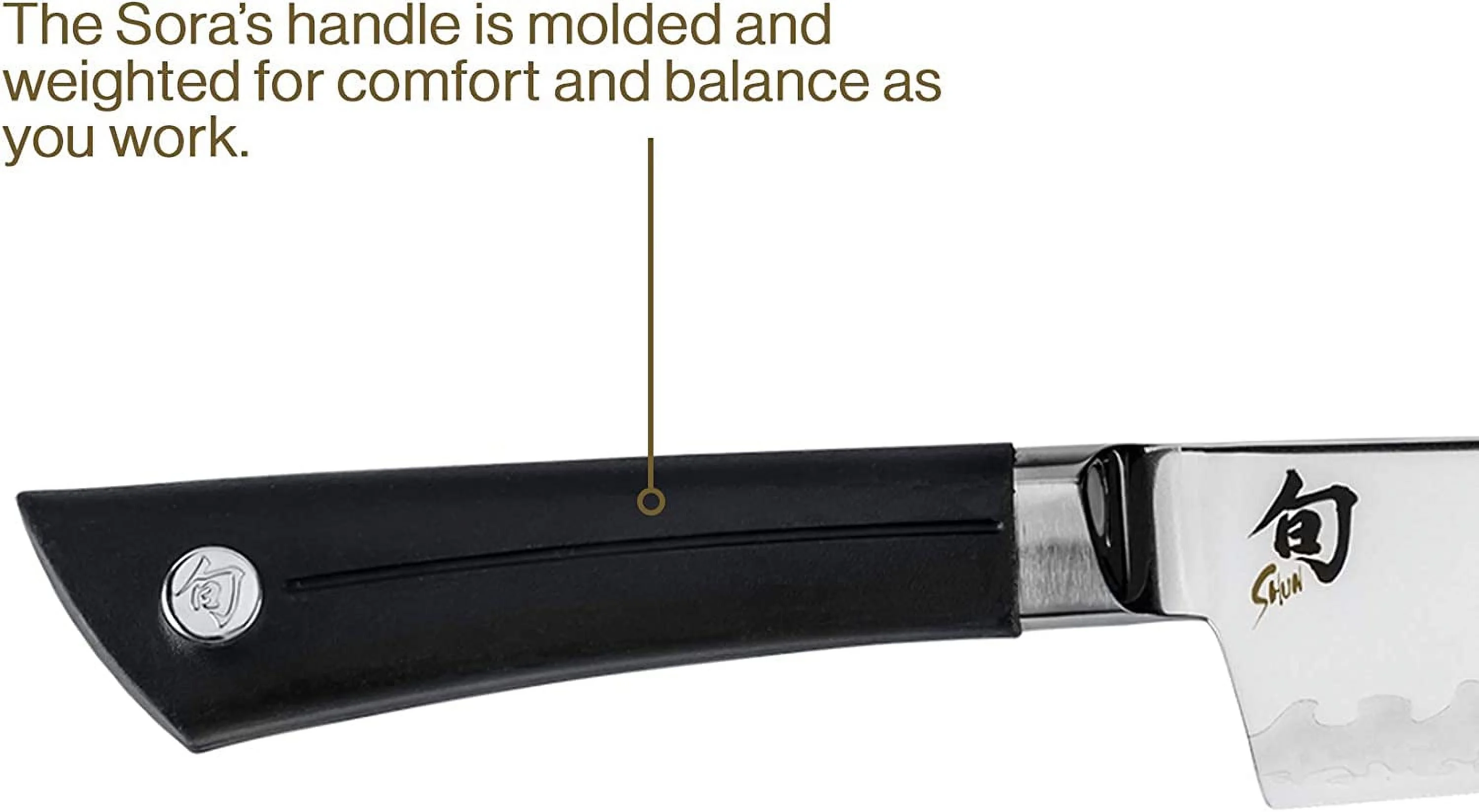 Shun Cutlery Sora Chef's Knife 8”, Gyuto-Style Kitchen Knife, Ideal for All-Around Food Preparation, Authentic, Handcrafted Japanese , Professional Chef Knife, Black