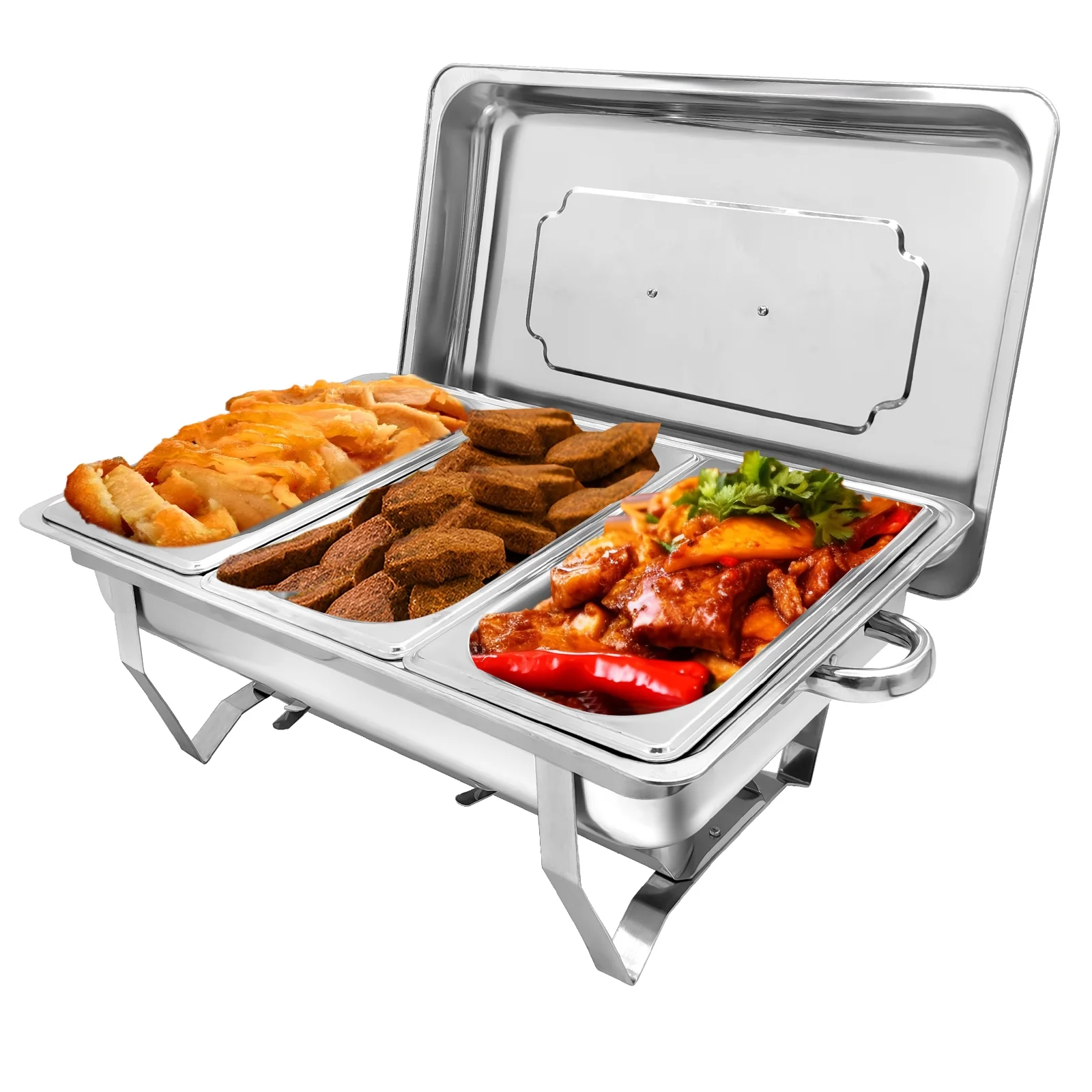 JSTUOKE 8QT Chafing Dish Buffet Set 1/3 Food Pan Stainless Steel 6 Pack for Catering Party