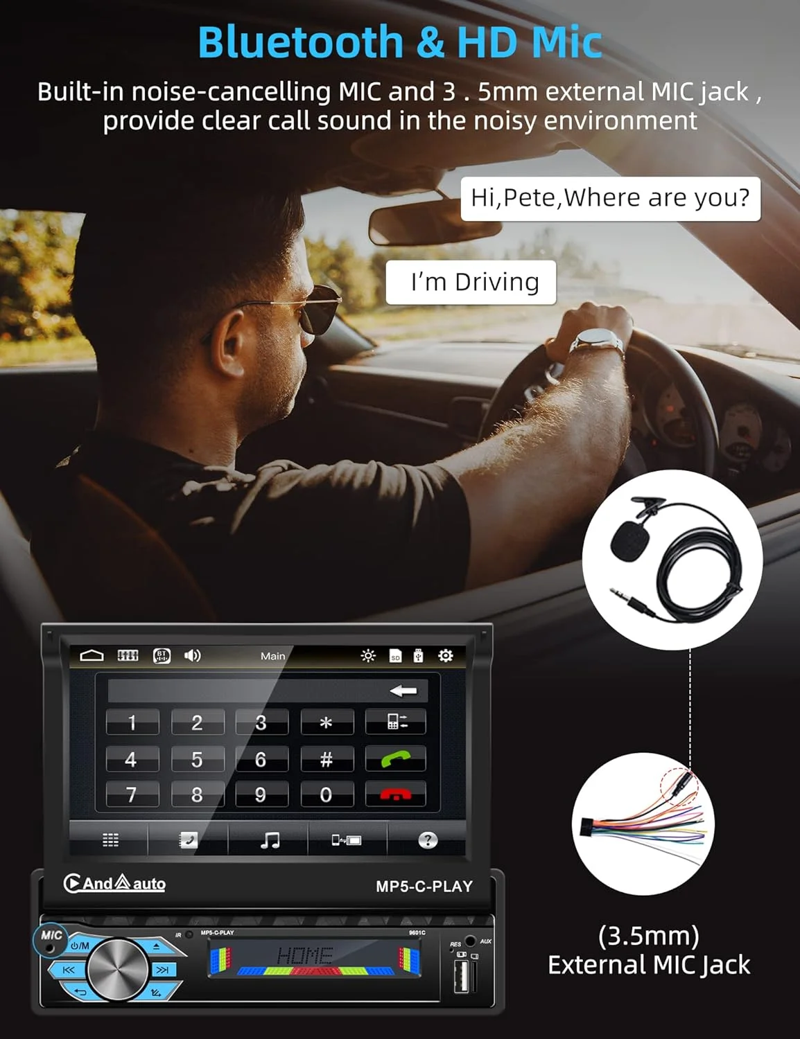 THONZER Carplay Car Stereo with Android Auto Bluetooth,7 Inch Flip Out Touchscreen Car Radio,Car Audio Receivers Support Phone Mirror Link,with FM Radio/Backup Camera/USB TF AUX-in Port