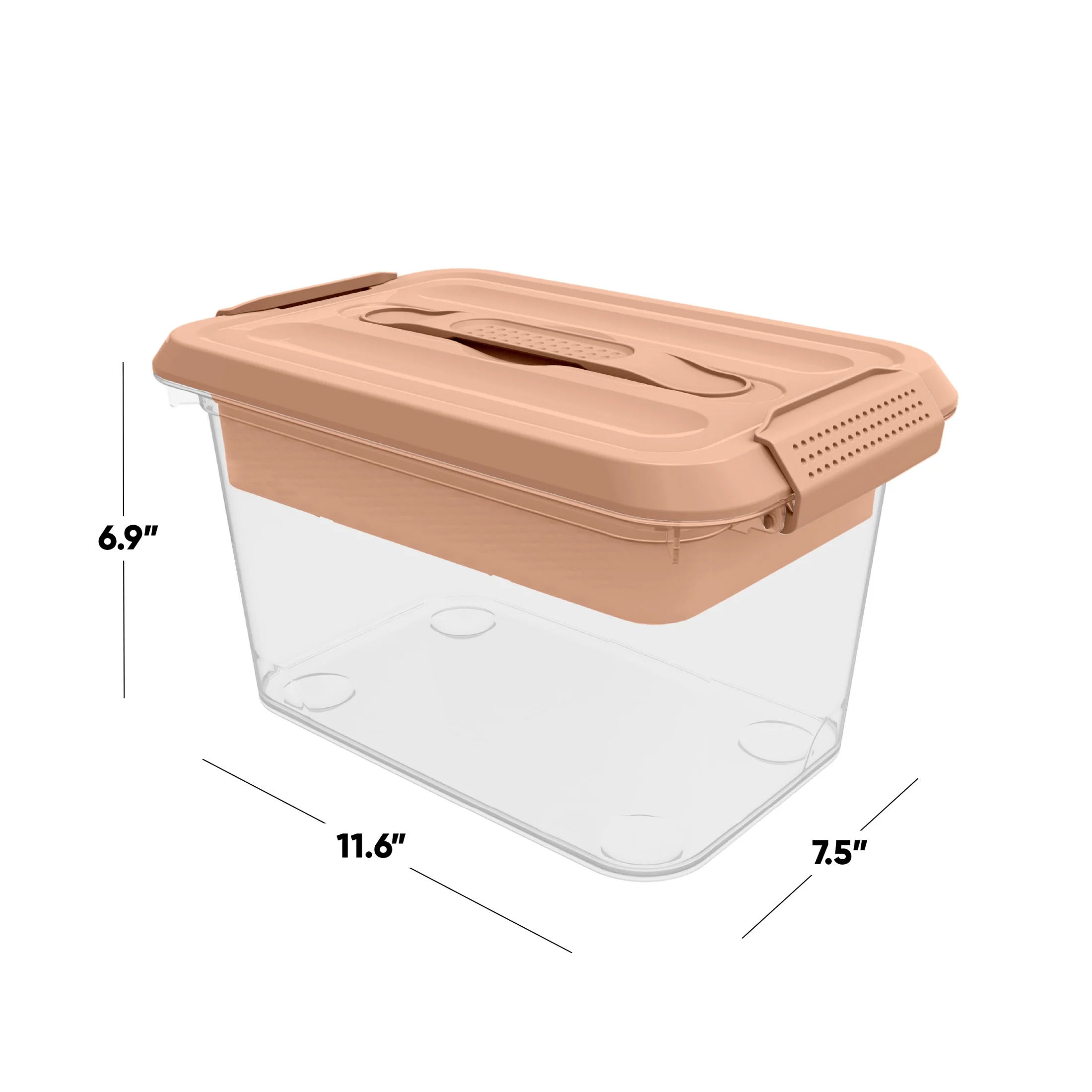 Pen + Gear 6.2-Quart Plastic Latch Storage Box File Organizer, Icy Peach