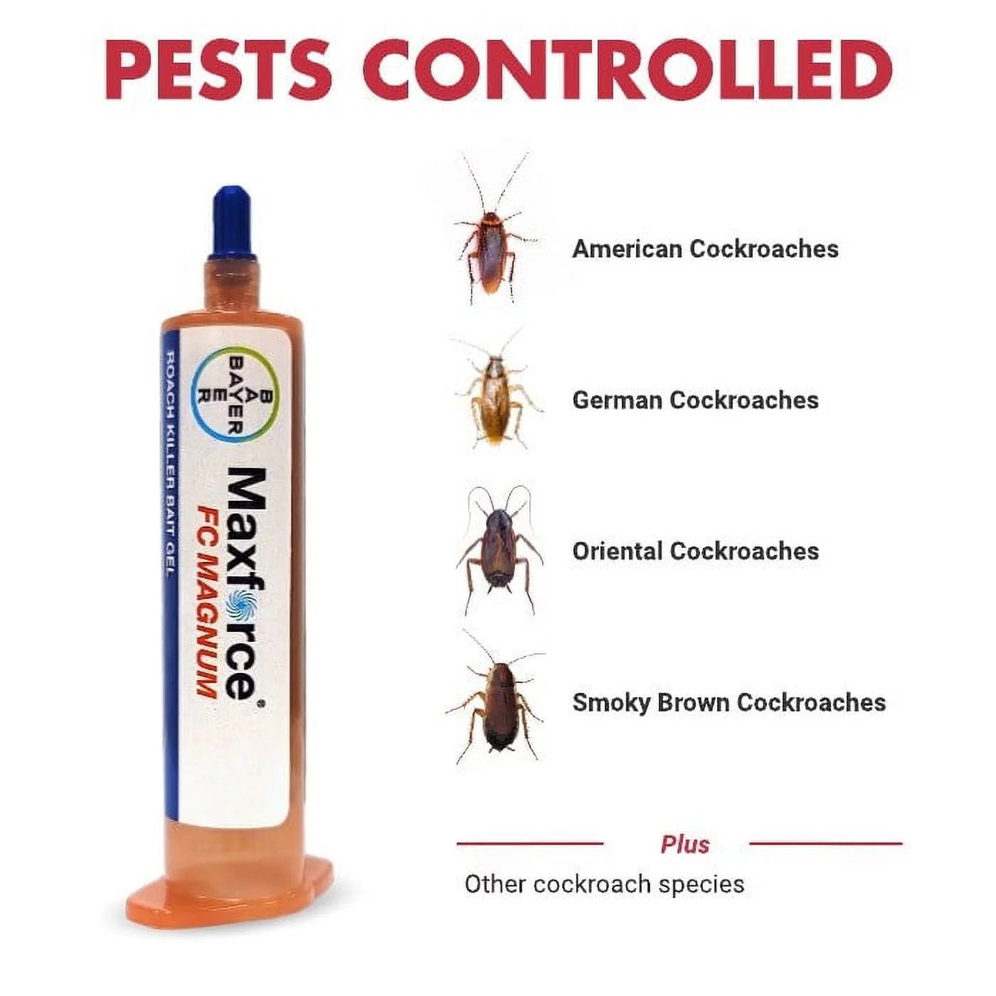 2 Tubes Maxforce FC Magnum Cockroach German Roach Pest Control Gel Bait 33 gram per tube w/ 1 Plunger ~~ 5 Times Stronger then Regular Maxforce FC Roach Gel ~~ Mata Cucarachas! THE NEW MAGNUM PACKAGED