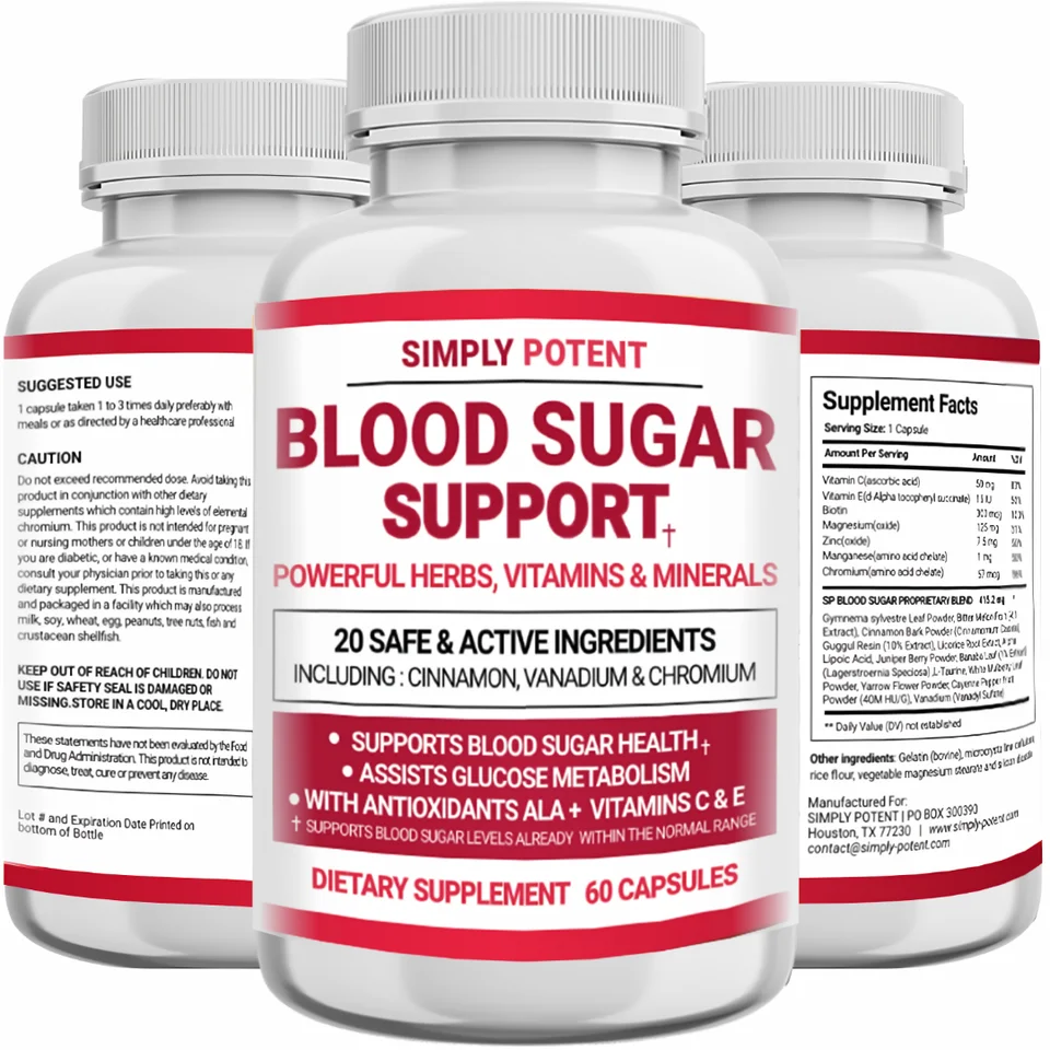 Blood Sugar Support Supplement 20  Herb/Vitamin 60 Capsule