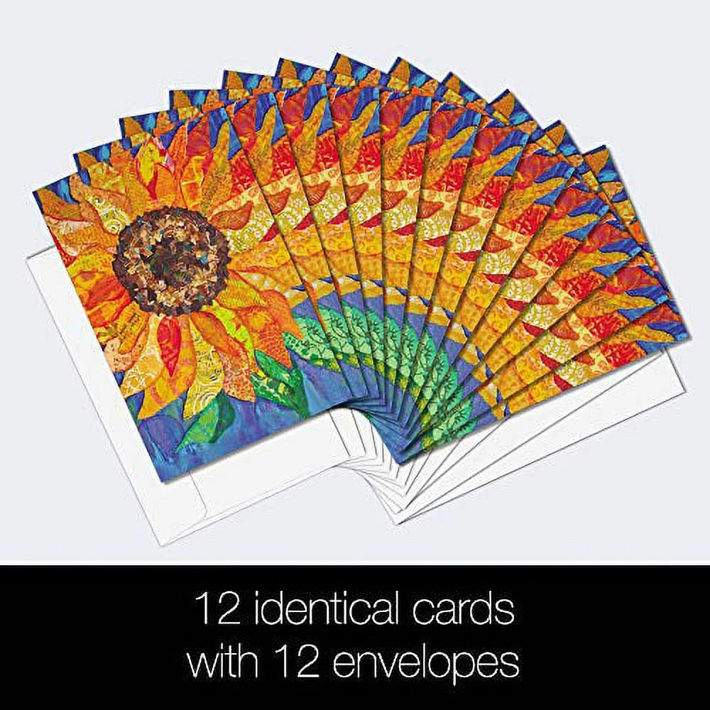 Tree-Free Greetings All Occasion Greeting Card 12 Pack, 100% Recycled Paper, 4x6, Vibrant Sunflower (FS56868)
