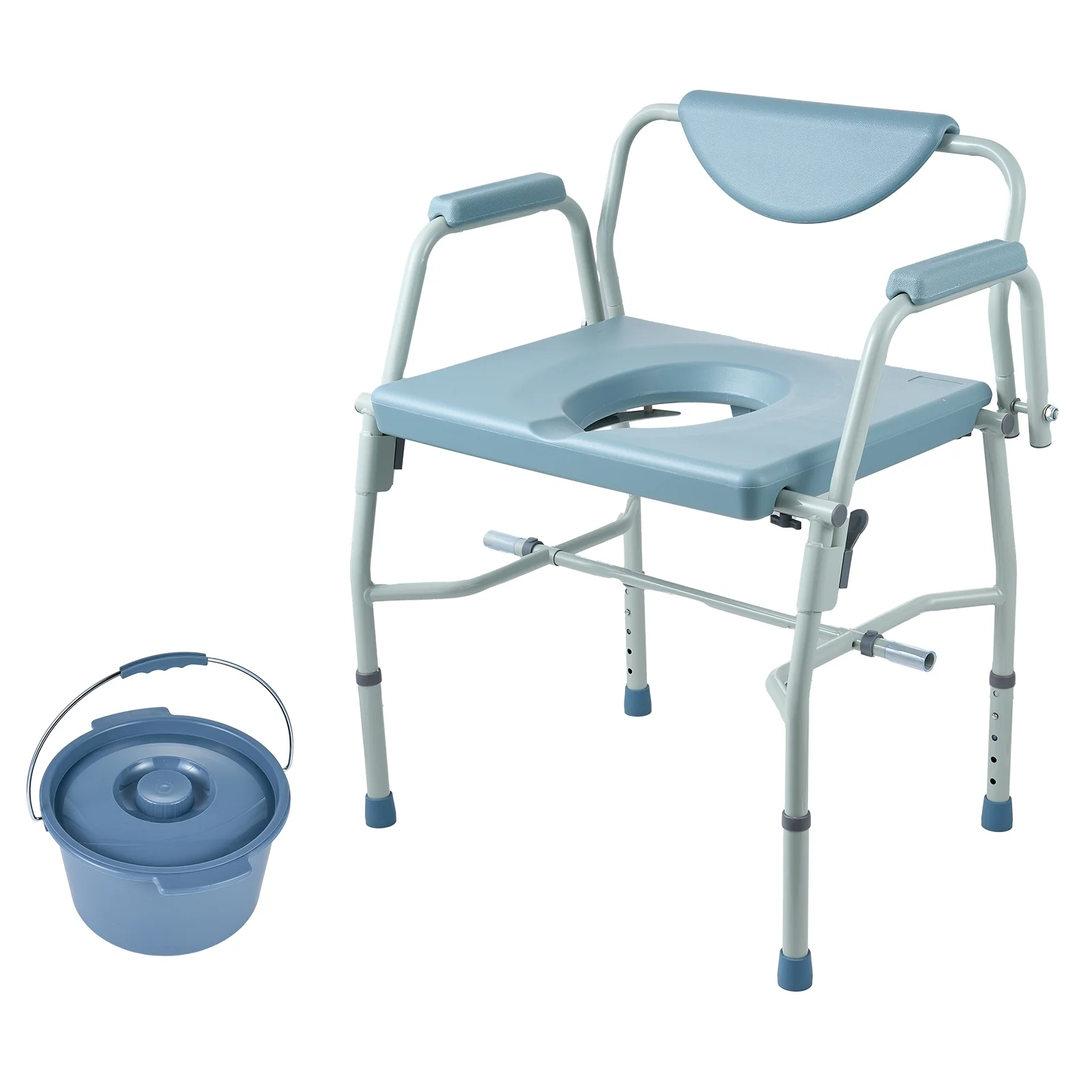 SKYSHALO Bedside Commode Chair with Drop Arm Adjustable Height 1000LBS Toilet Seat