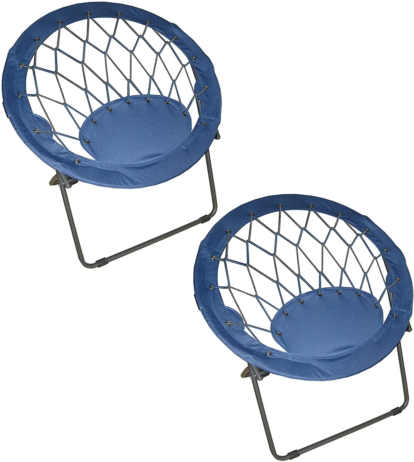 TJCGDTY Foldable Portable Bungee Steel Framed Dish   Perfect for Dorm Rooms  Bed Rooms  Accent Chair  Camping  Gaming  Reading  and Studying  Blue (Pack of 2)