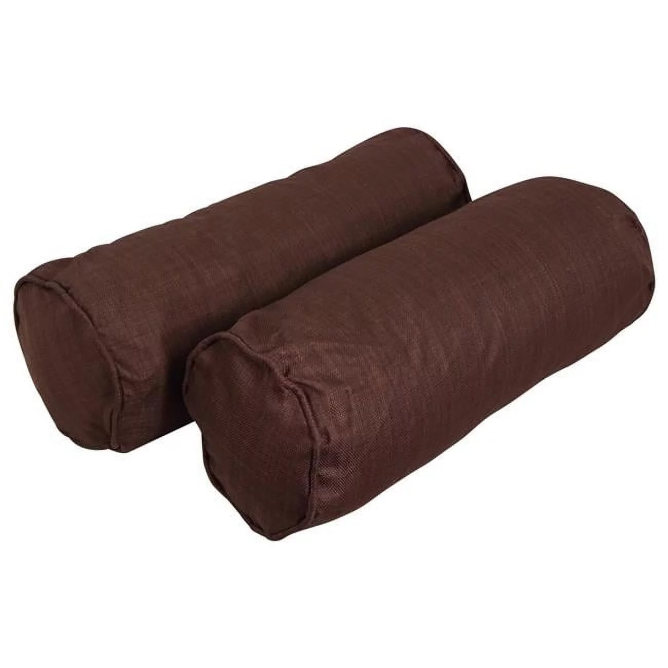 20 x 8 in. Double-Corded Spun Polyester Bolster Pillows with Inserts, Cocoa - Set of 2