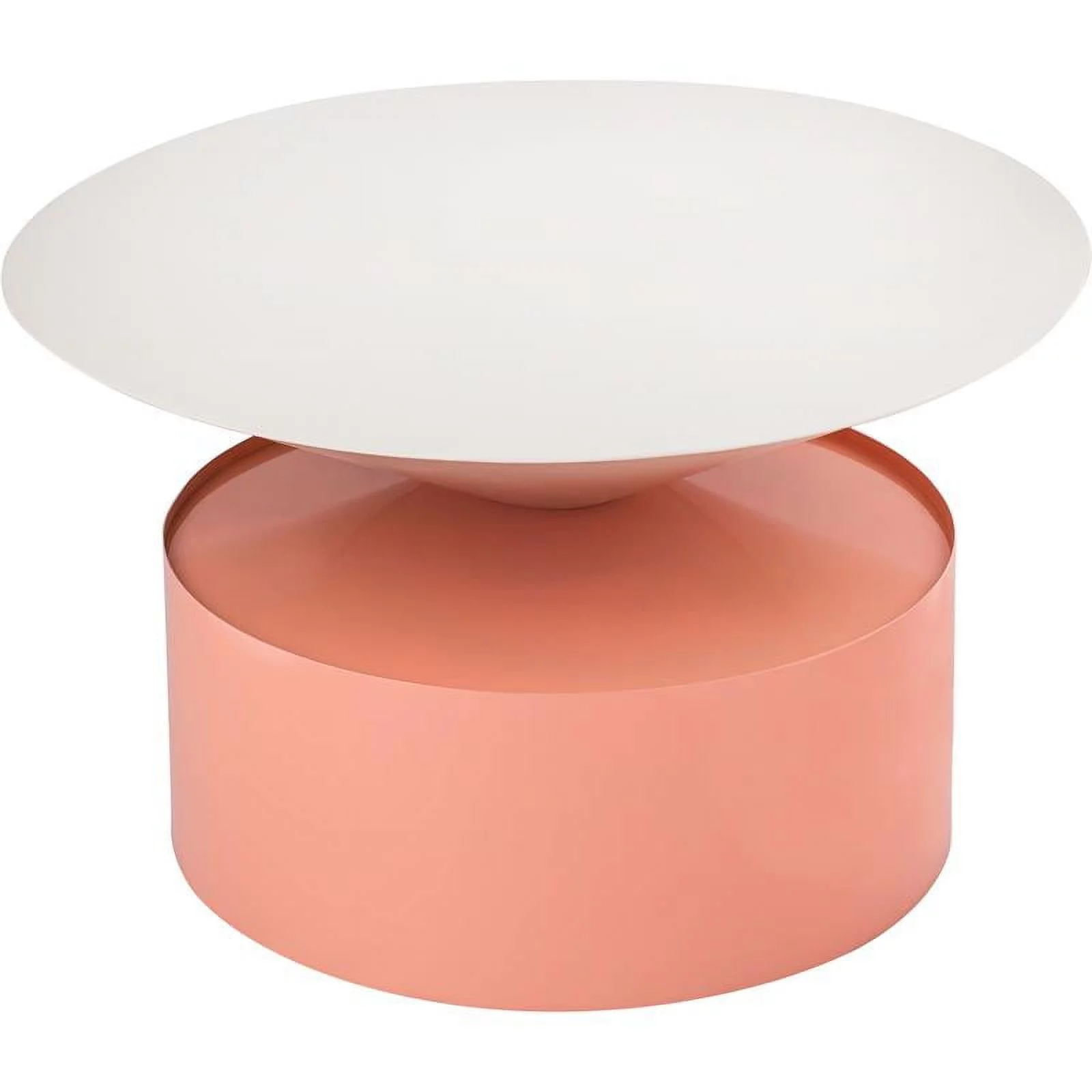 Meridian Furniture Damon White Metal Top Coffee Table with Pink Metal Base