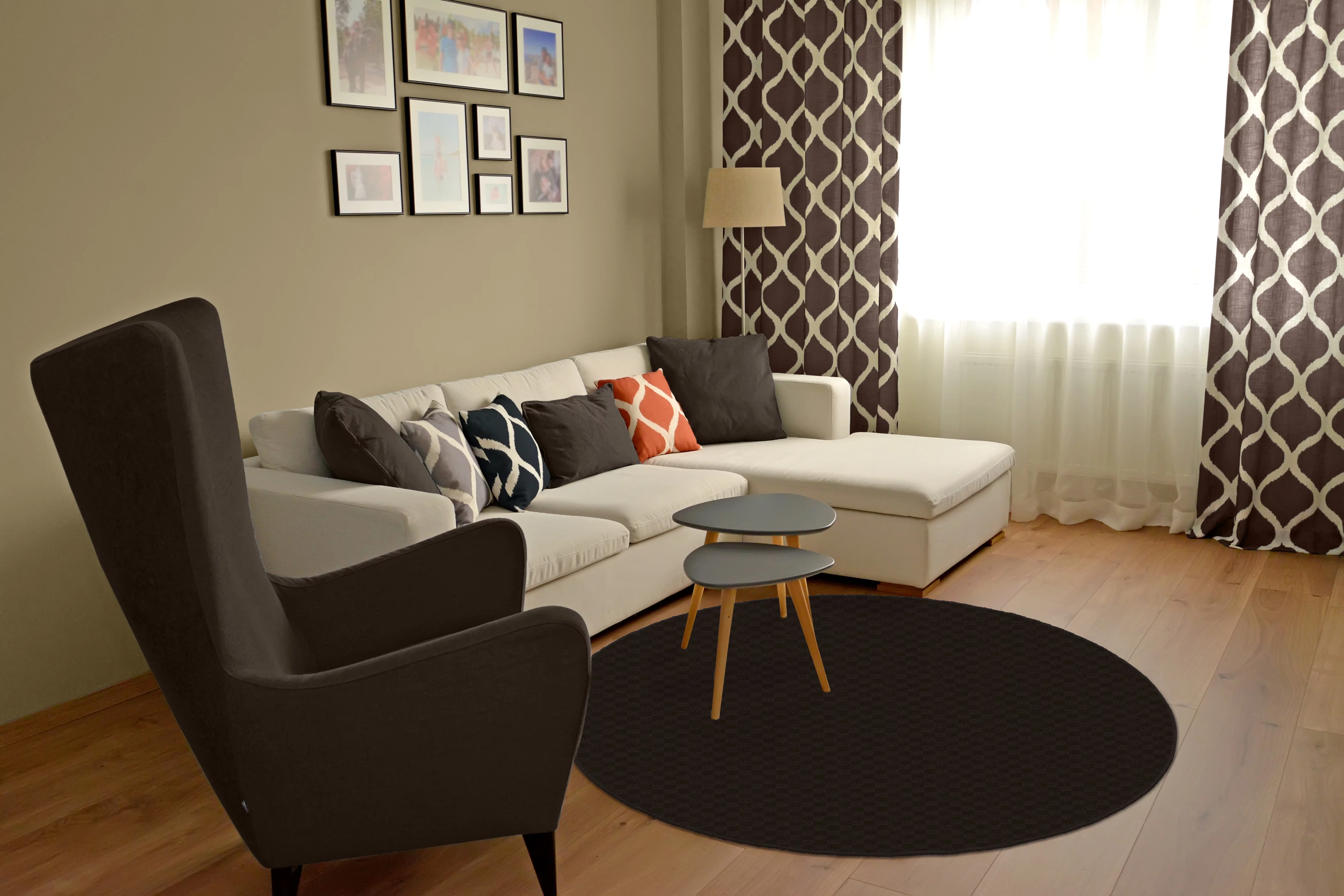 Garland Rug Medallion 7 Ft. 6 In. Round Area Rug Mocha