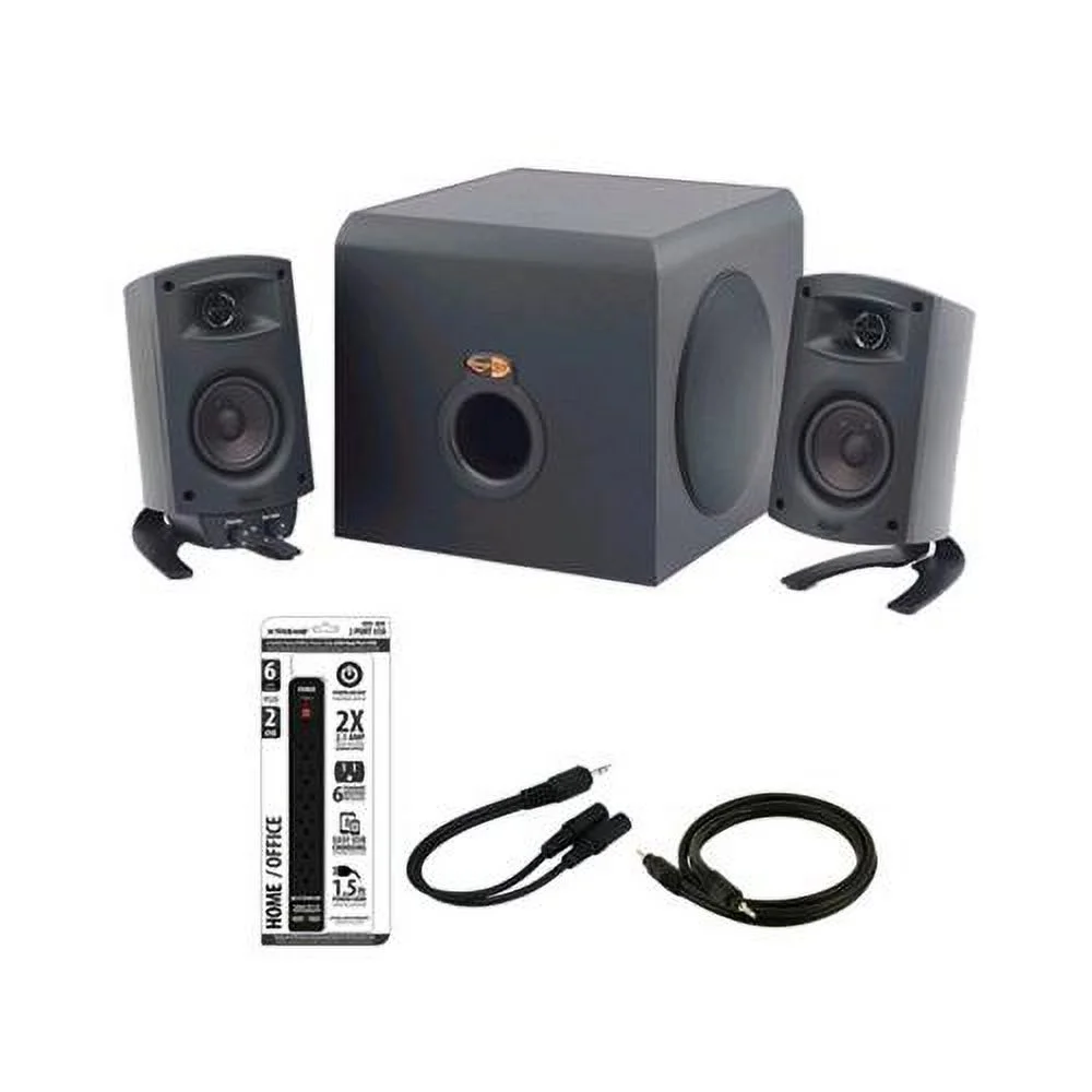 Klipsch ProMedia 2.1 THX Certified Computer Speaker System - 3-Piece Set (1011400) Black With Bonus Accessories