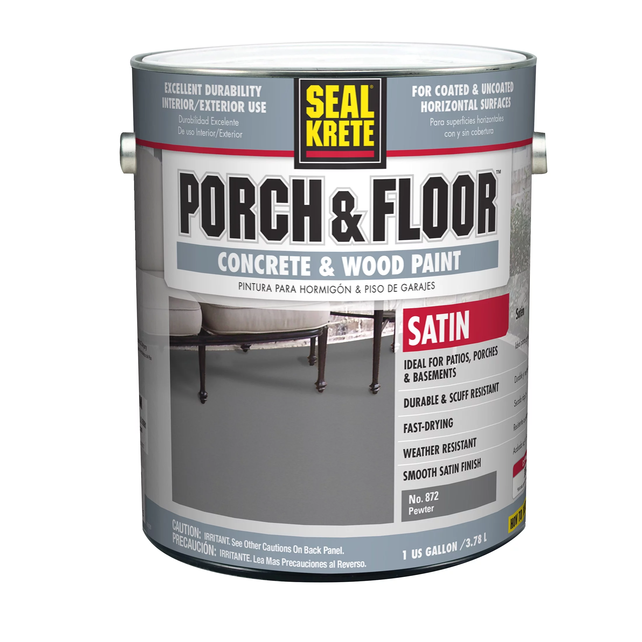 Pewter, Seal-Krete Porch & Floor Concrete & Wood Satin Paint-316128, Gallon