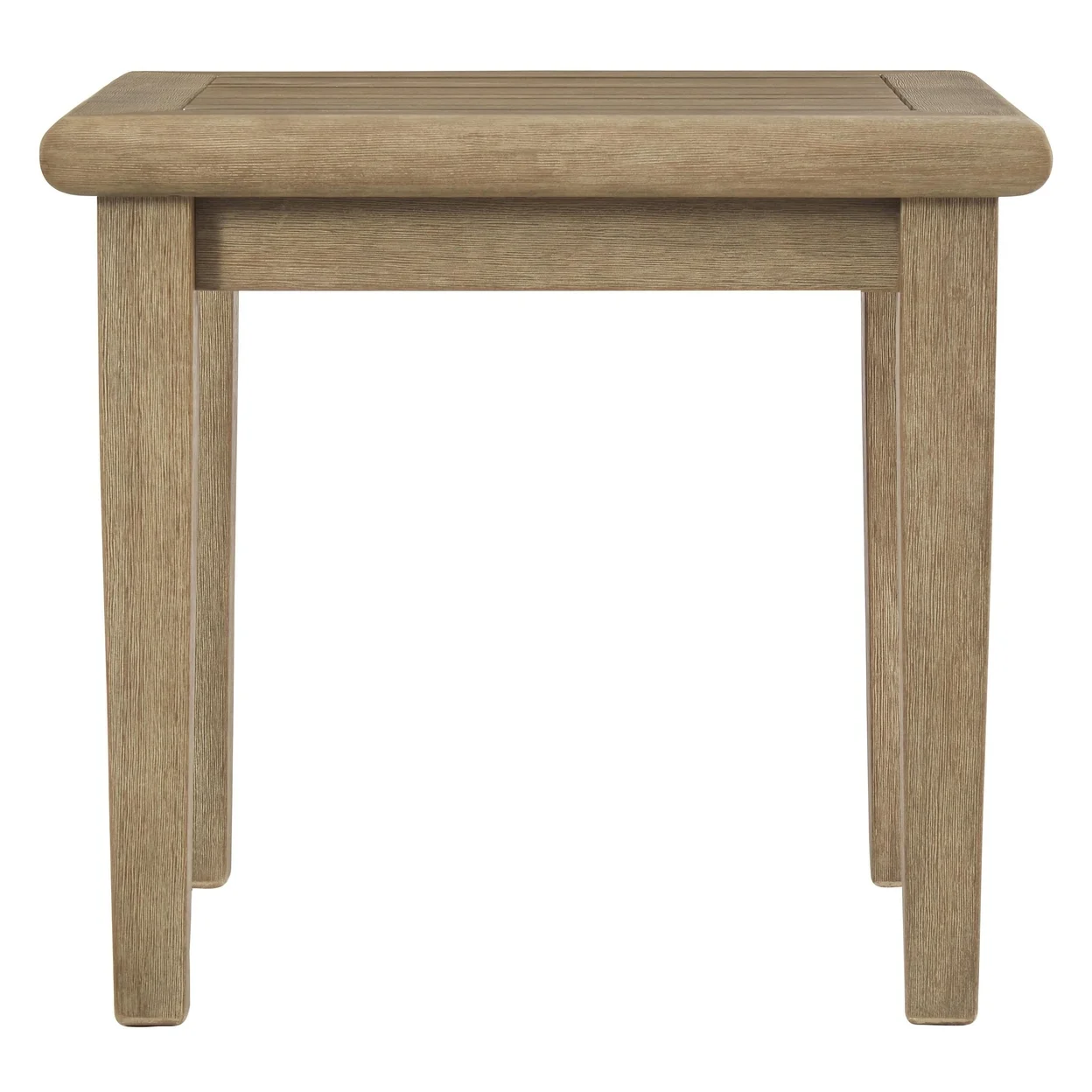 Square Wooden Frame End Table with Plank Tabletop Teak Brown - Saltoro Sherpi