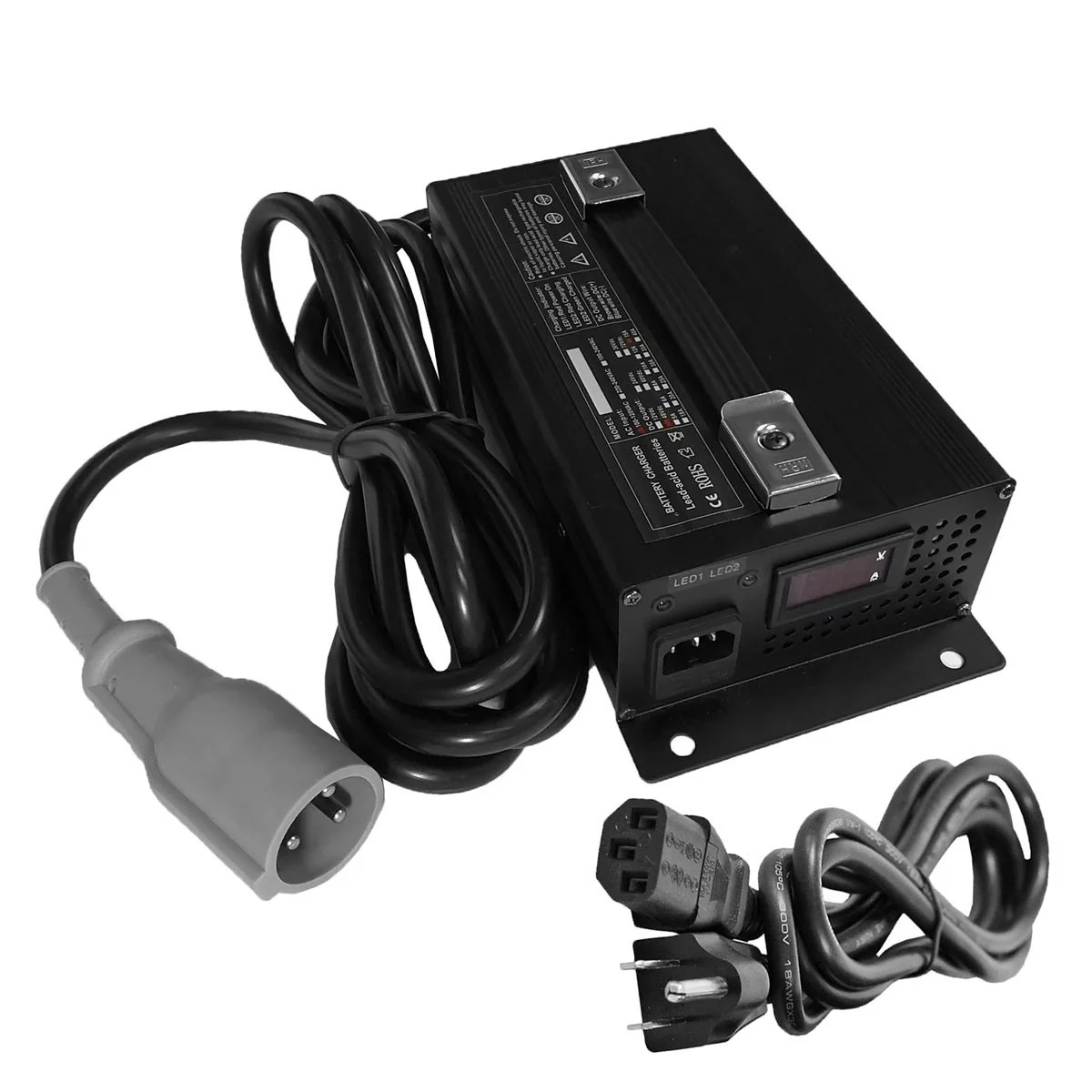 48V 15 Amp Golf Cart Battery Charger Club Car 3 Pin Connector, 48 Volt LED