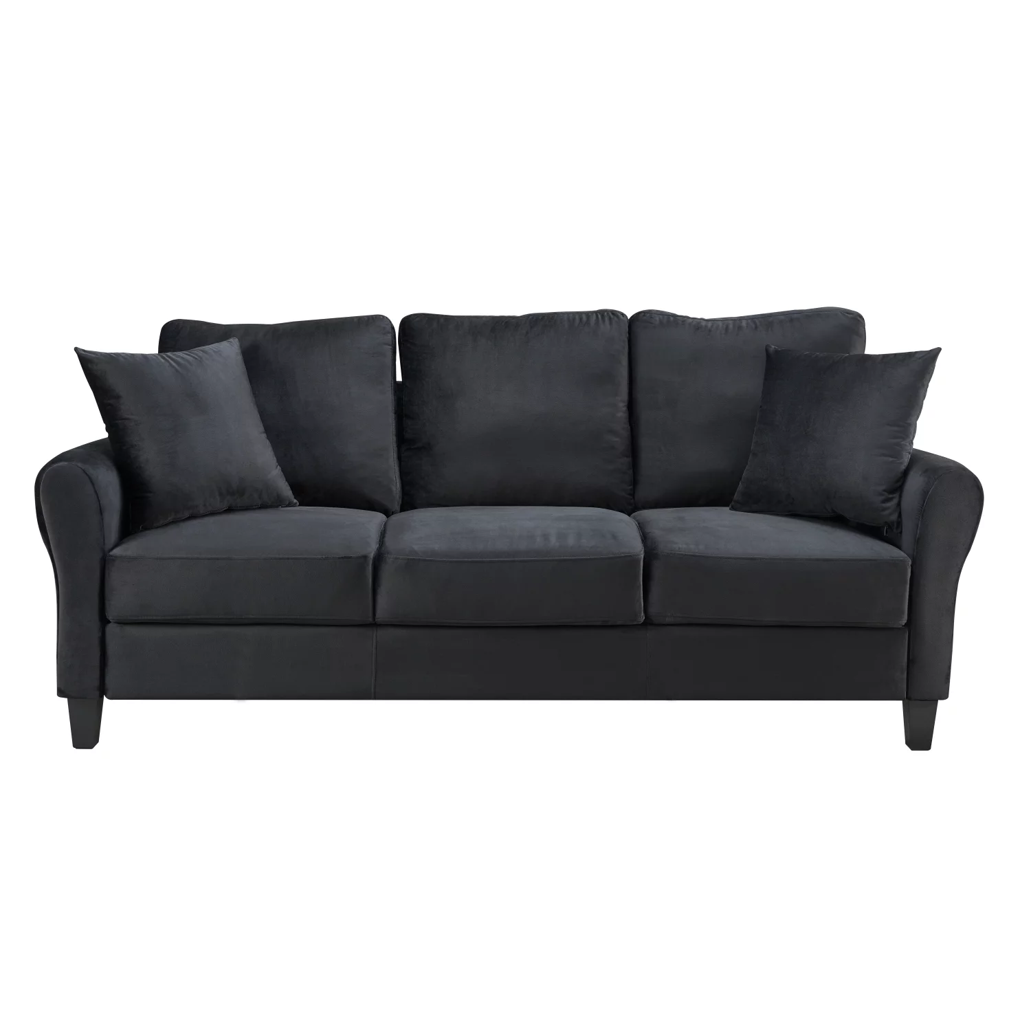 DeeHome [video] Modern Velvet Couch with 2 Pillow, 78 Inch Width Living Room Furniture, 3 Seater Sofa with Plastic Legs