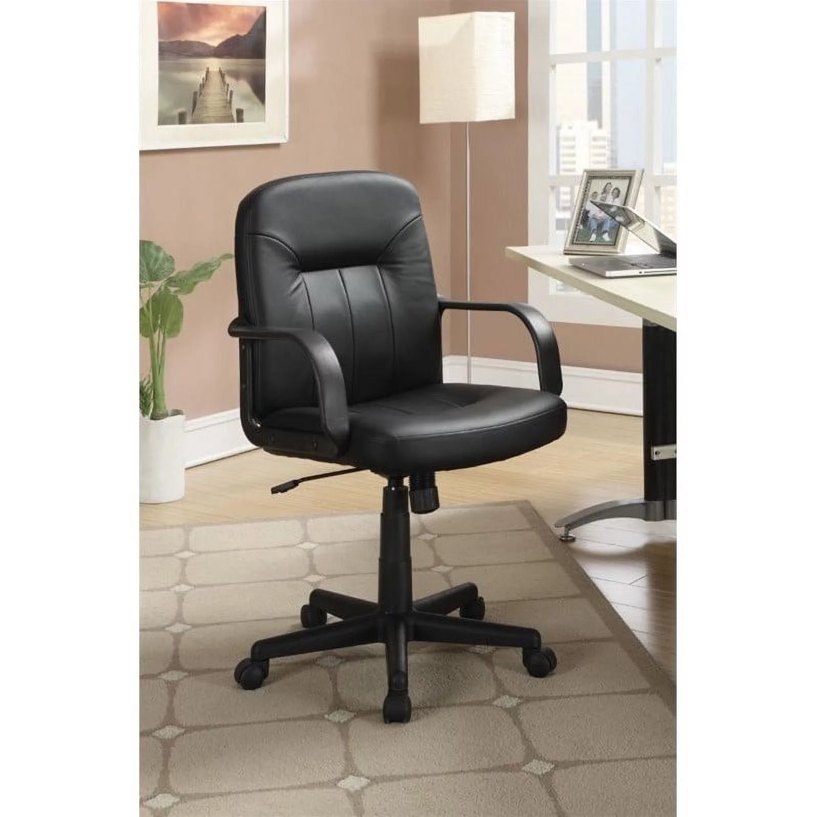 Scranton & Co Modern Adjustable Faux Leather Office Chair in Black