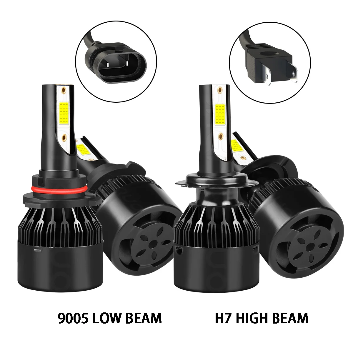 RXTSQI 4x H7 9005 LED Headlight High&Low Beam Bulbs 6000K for Kia Forte 2019-2020,c9