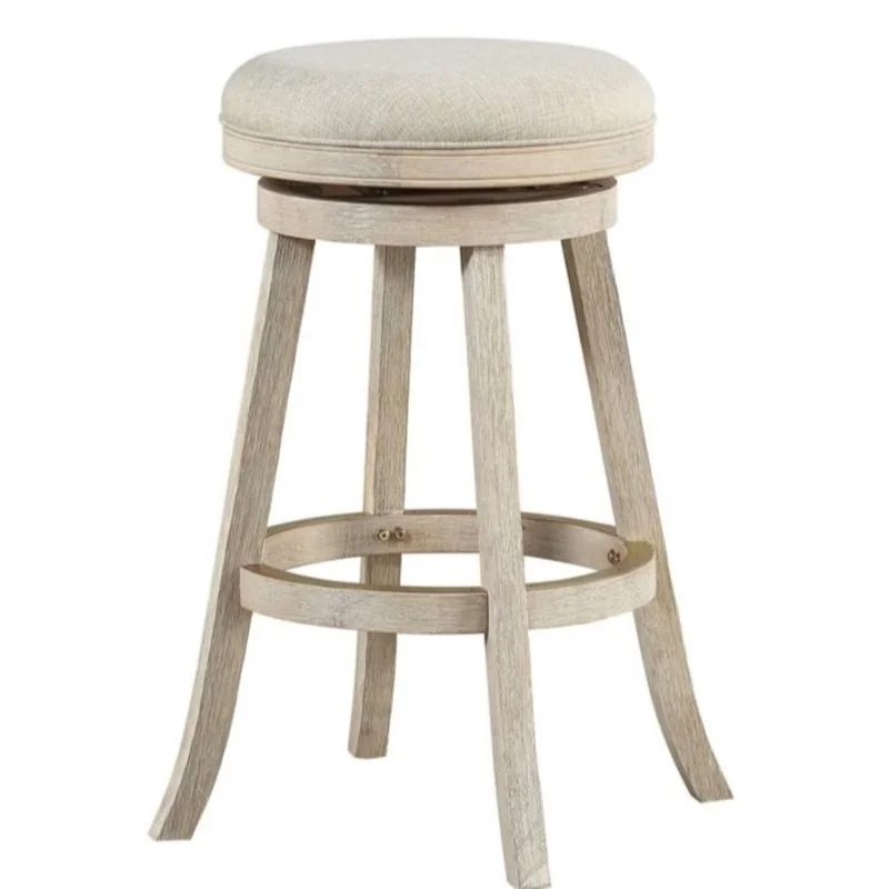 Boraam Fenton Swivel Backless Bar Stool - Ivory Wire-Brush