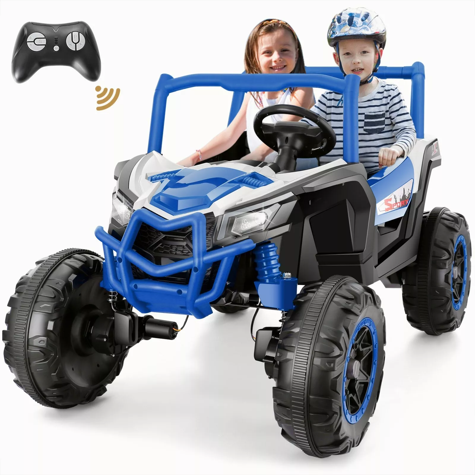 ZOGYMOZ 24V 2 Seater Kids UTV Ride On Buggy, 4x4 Off-Road Battery Powered Electric Car with Remote Control