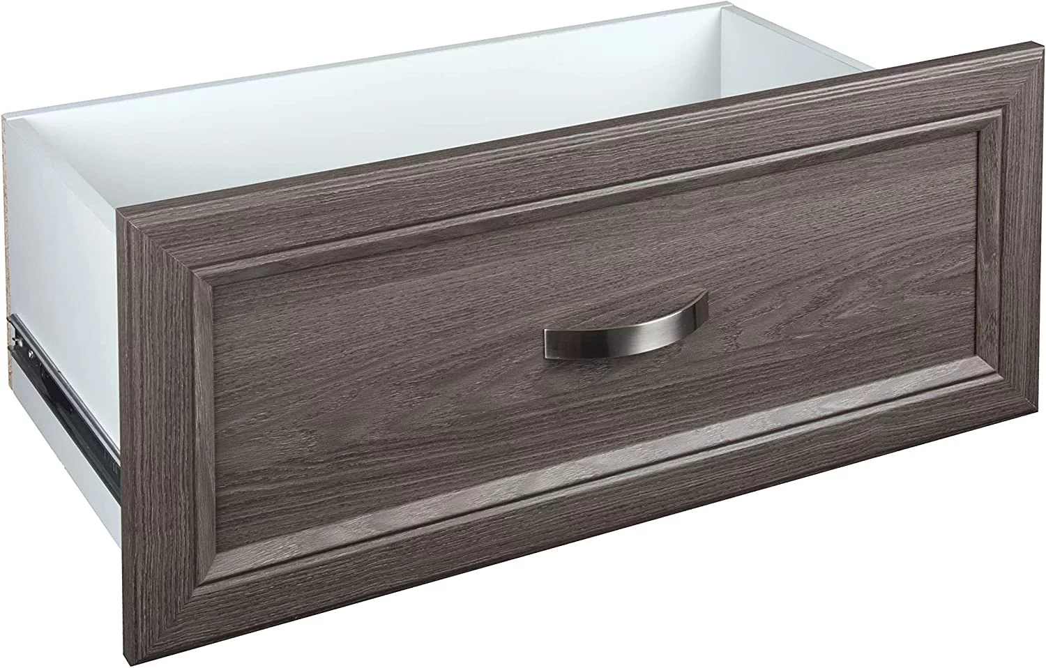 SuiteSymphony Wood Drawer, Add On Accessory, Shaker Style, for Storage, Closet Clothes, x 10” Size for 25 in. Units, Graphite Grey/Satin Nickel