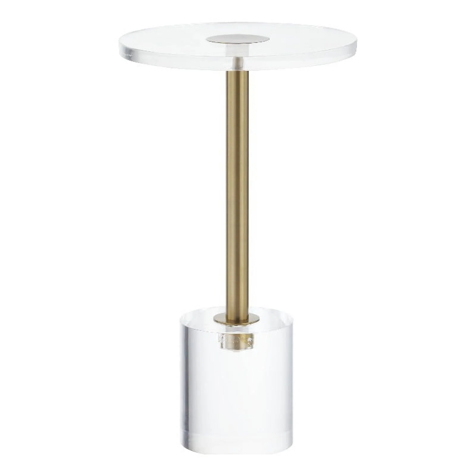 Pemberly Row Clear Plastic/Acrylic Martini End Table with Gold Accents