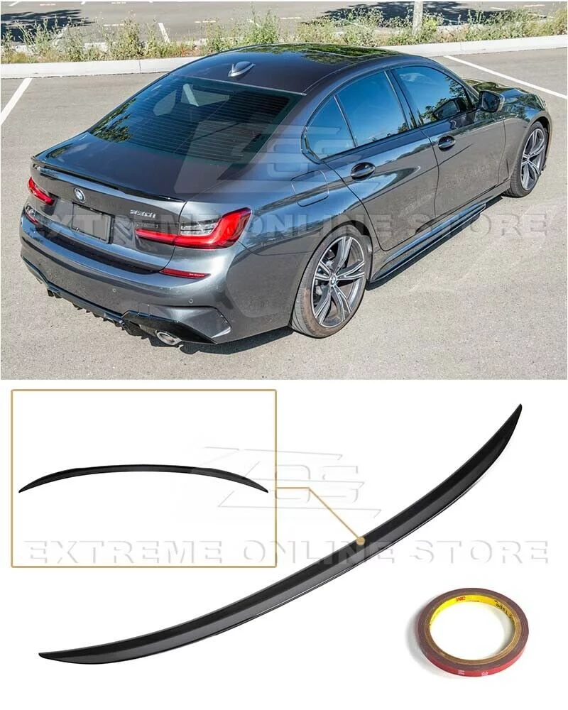 Replacement For 2019-Present BMW G20 3-Series Models | G80 M3 Performance Style ABS Plastic Painted Glossy Black Rear Trunk Lid Wing Spoiler