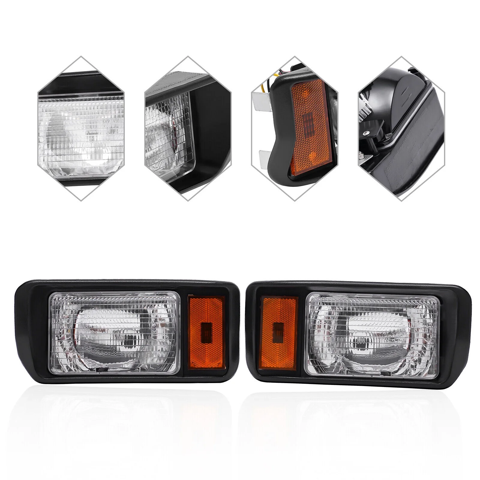 DENEST Left & Right Halogen Headlights For Club Car DS /Turf/Carryall Golf Cart 1993-up