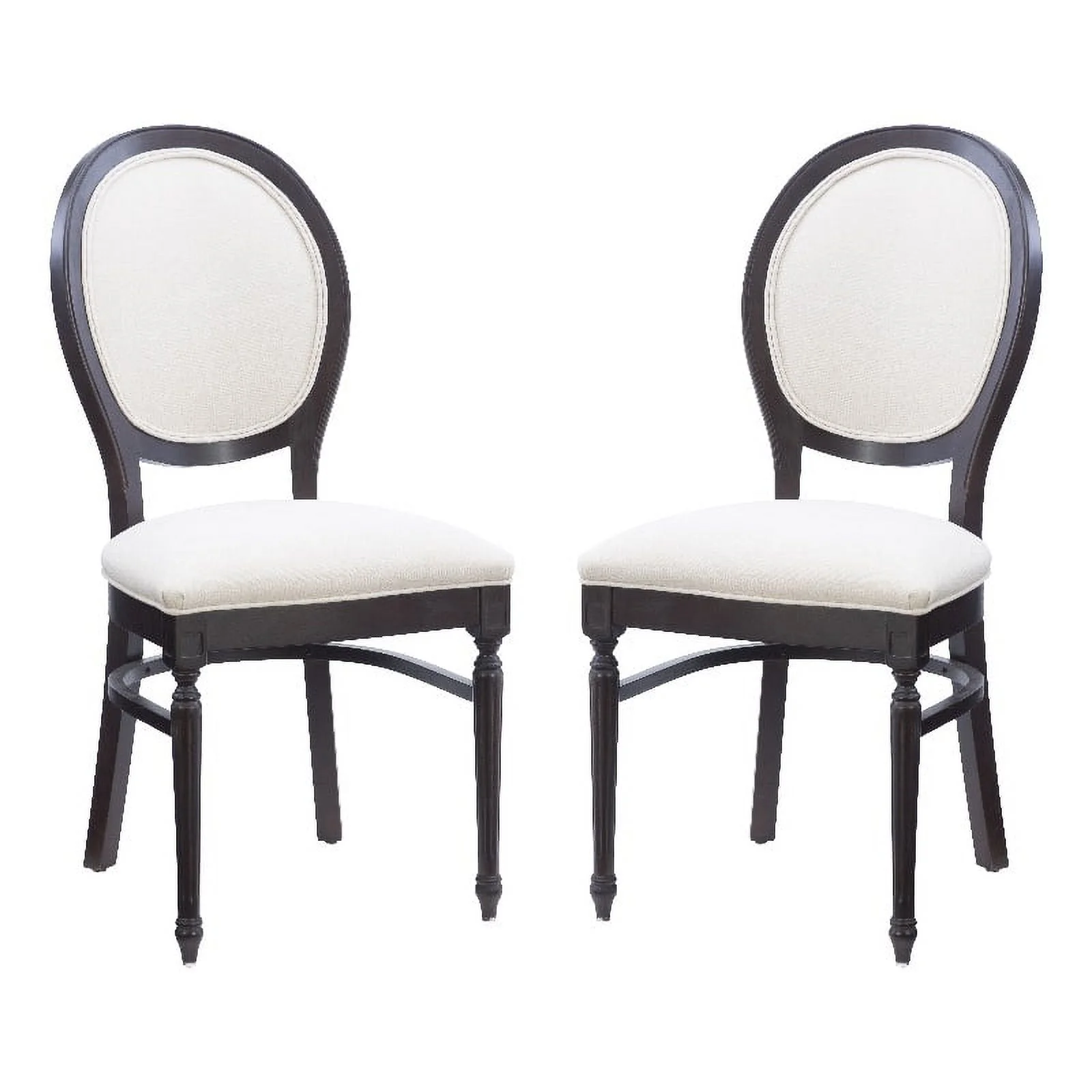 Linon Laney Beechwood Set of 2 Padded Back and Seat Side Chairs in Dark Brown