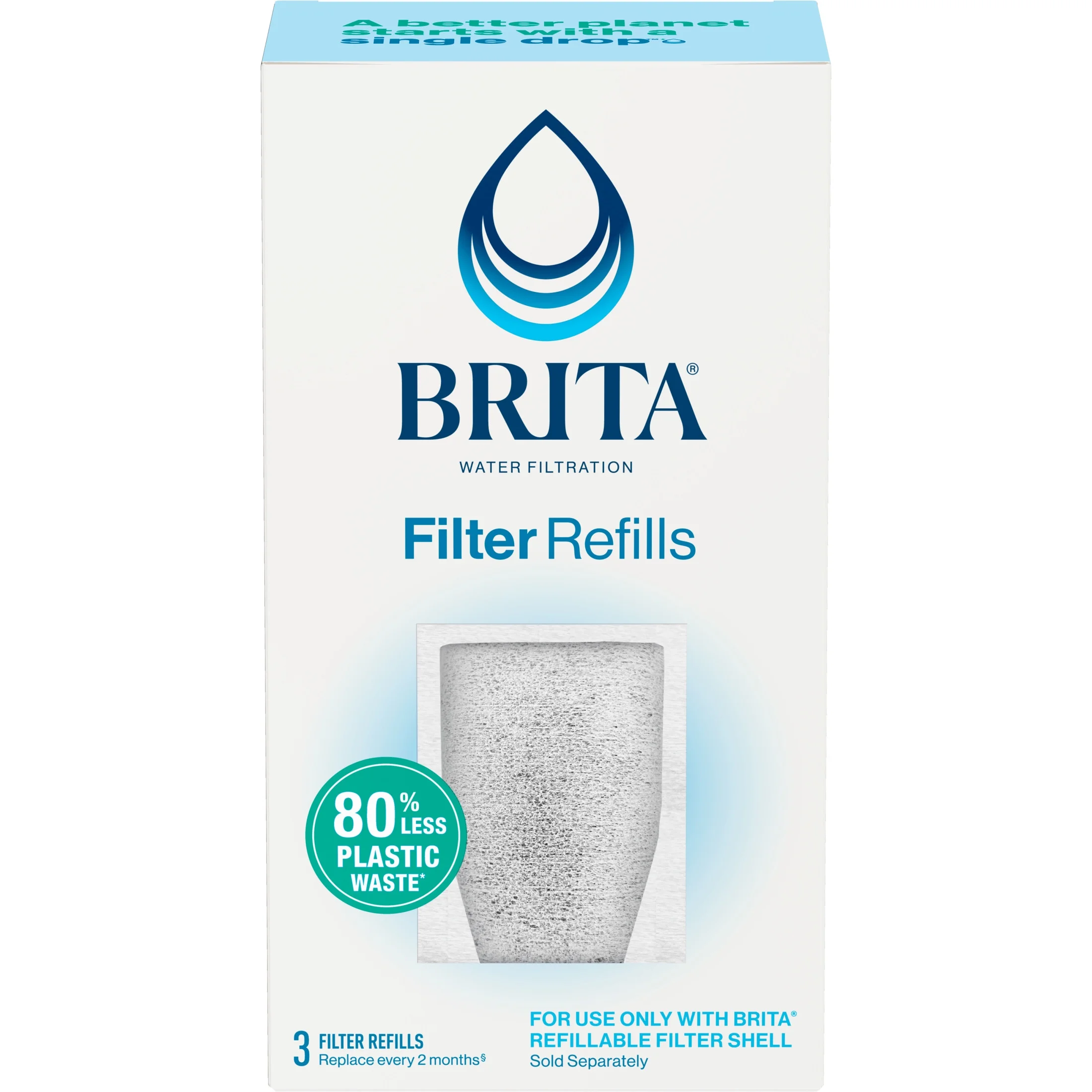 Brita Refillable Water Filtration System Filter Refills, 3 Count