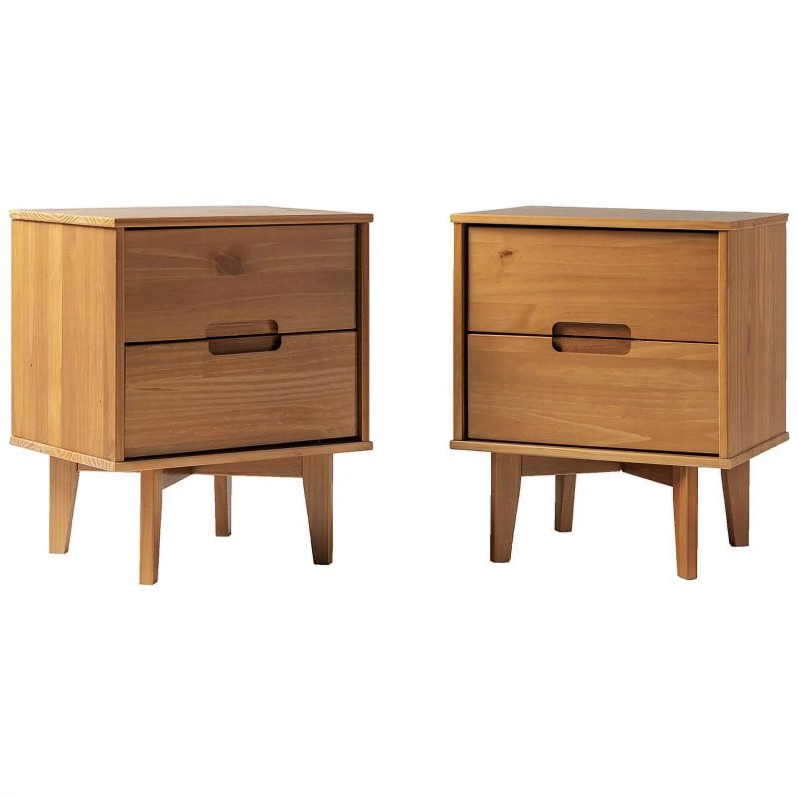 Walker Edison Sloane 2-Drawer Solid Wood Nightstands in Caramel (Set of 2)