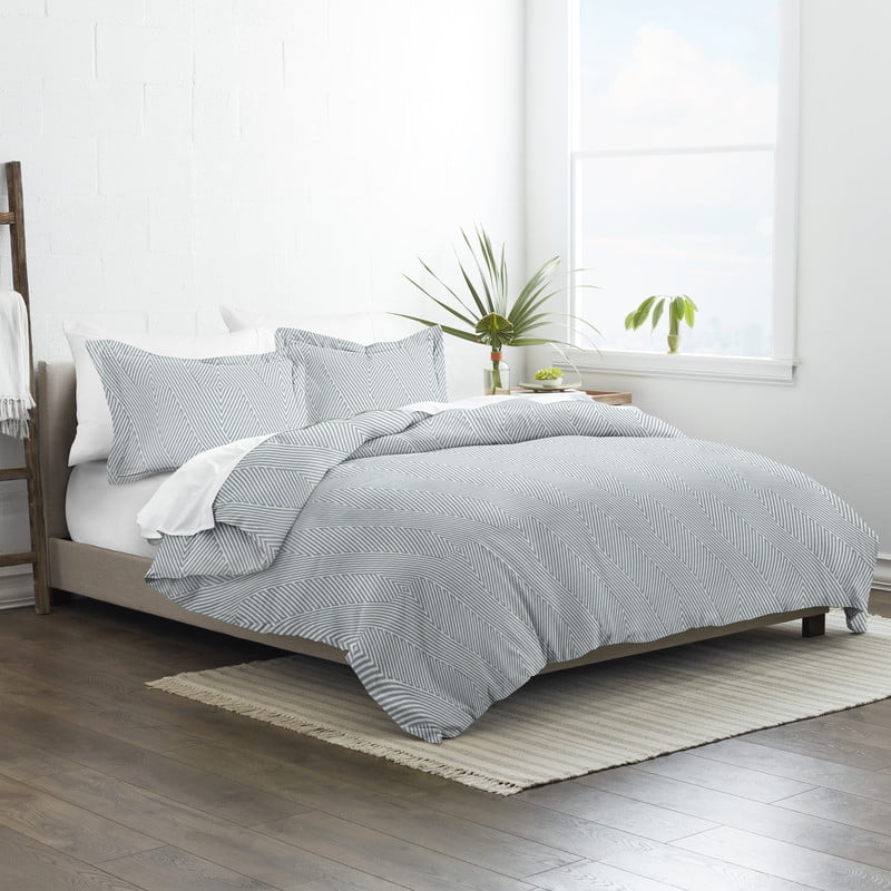 Noble Linens Light Blue Modern Diagonal 3-Piece 3-Piece Duvet Cover Set, Full/Queen