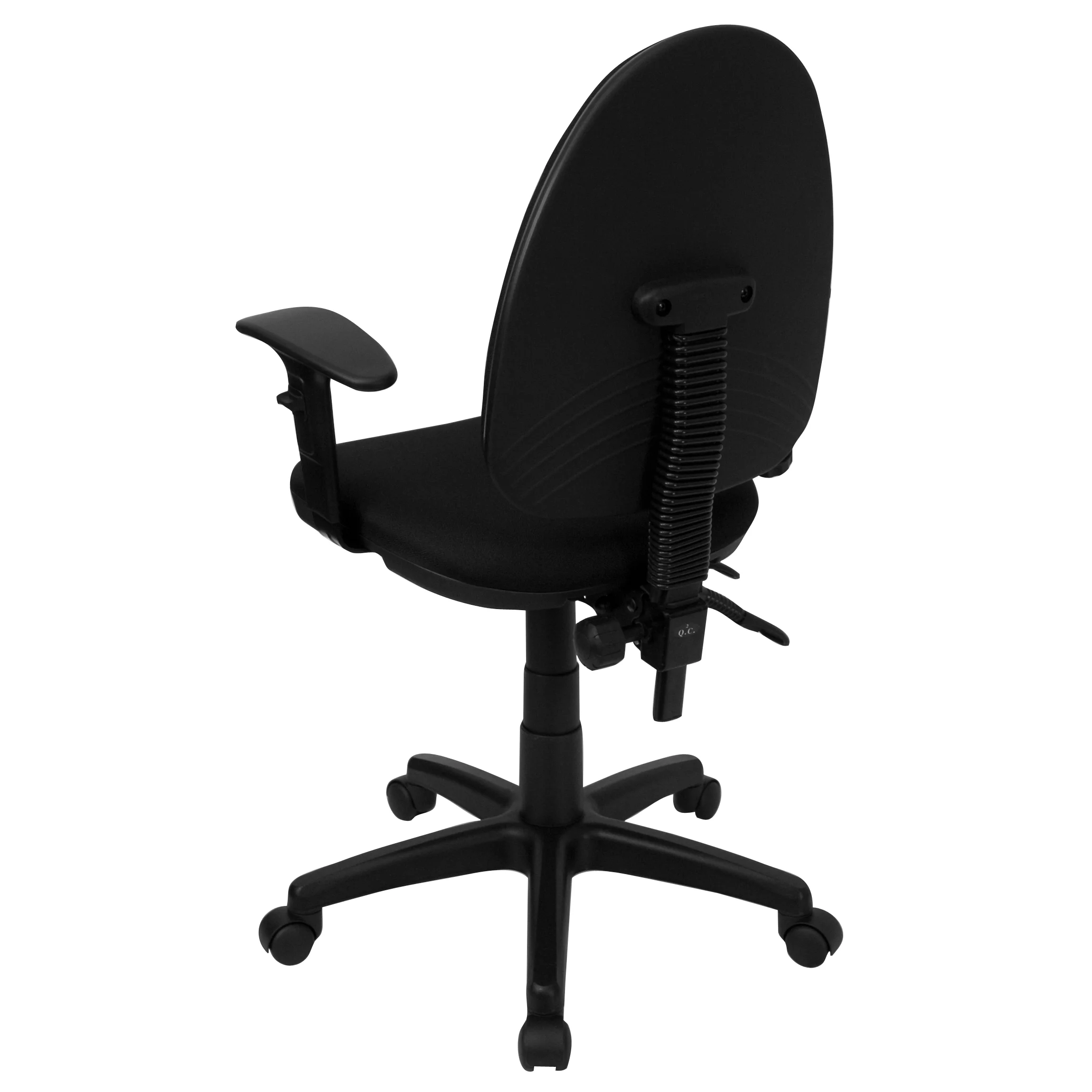 Emma + Oliver Mid-Back Black Fabric Adjustable Lumbar Swivel Ergonomic Task Office Chair, Arms
