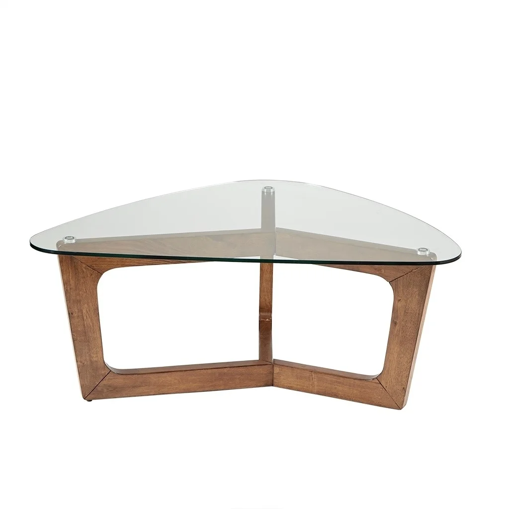 Gracie Mills Lainey Modern Triangle Coffee Table with Solid Wood Frame - GRACE-9703