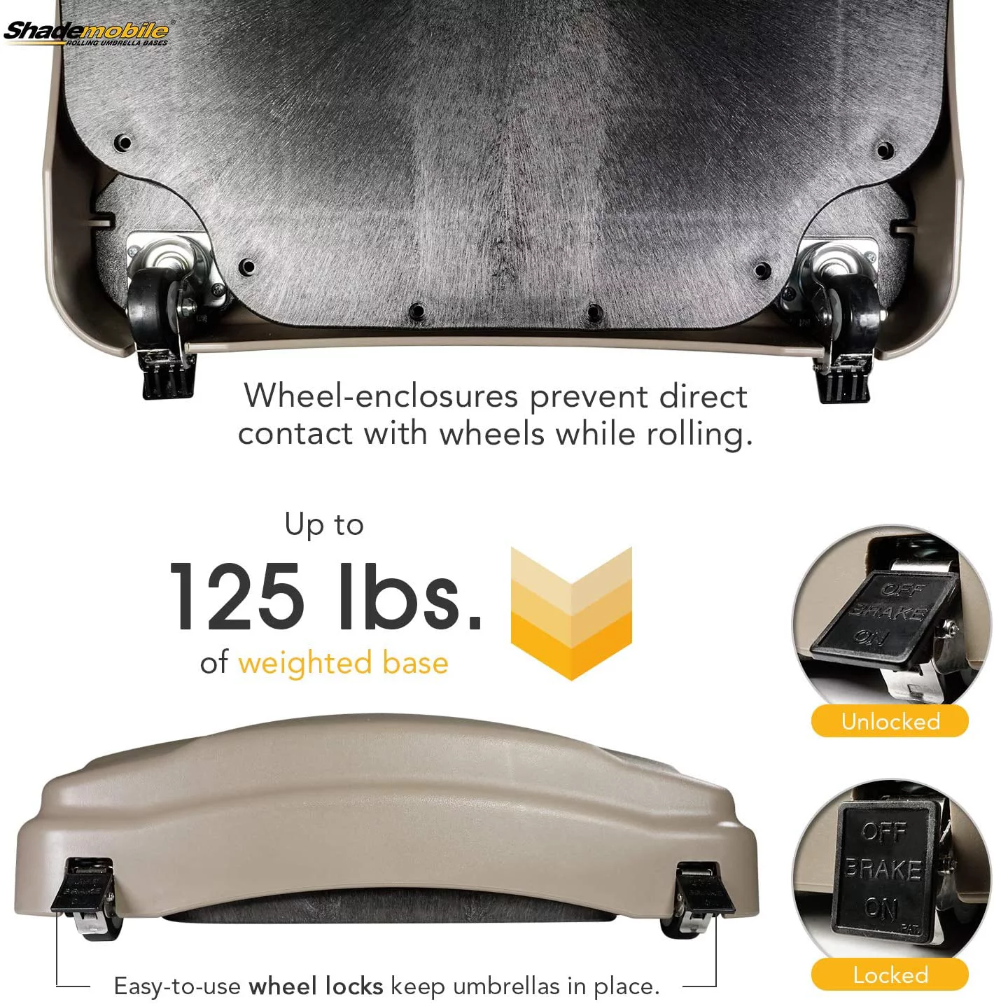 Shademobile Rolling Umbrella Base-Sand