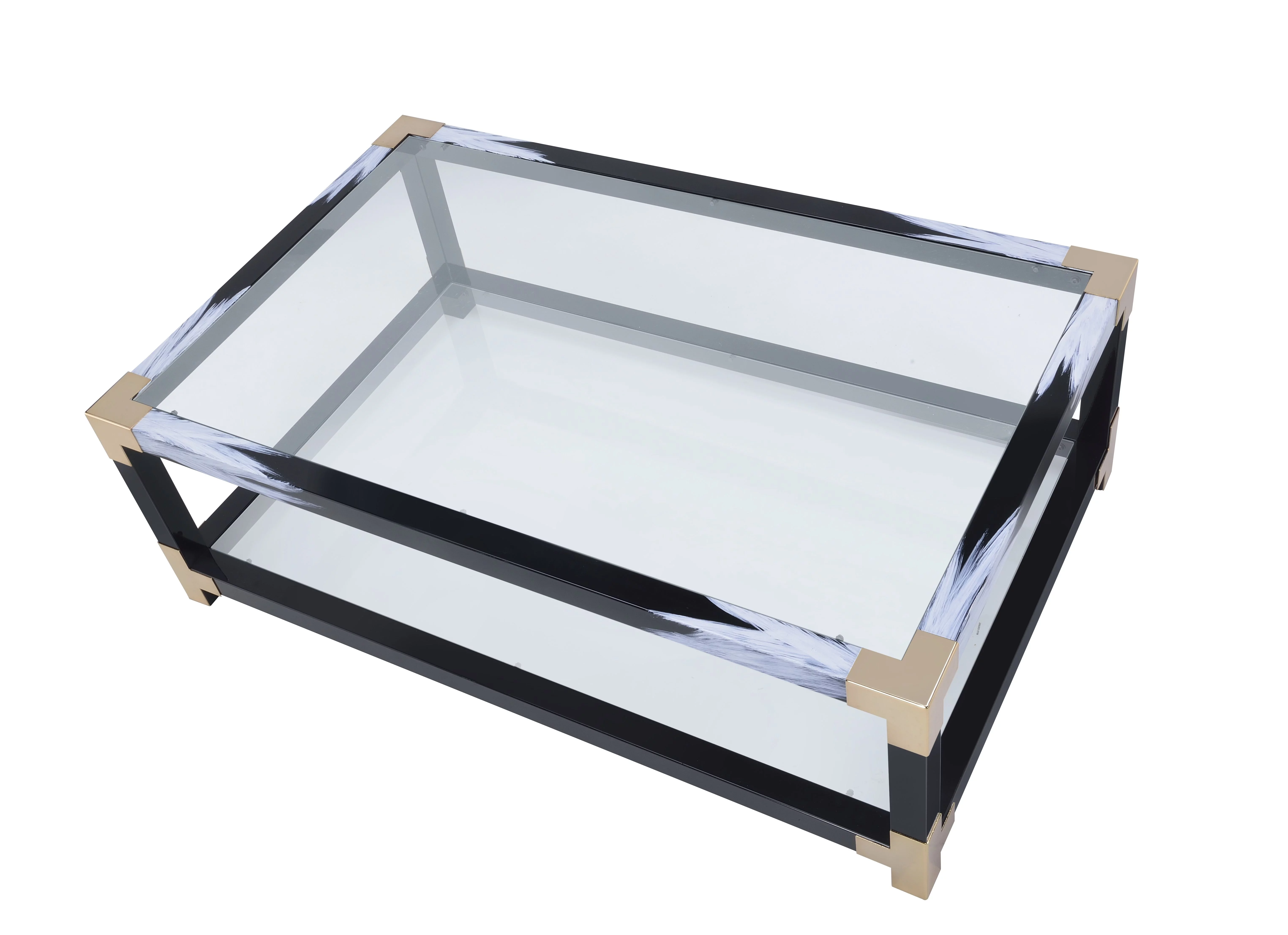 CoSoTower Coffee Table in White Brushed & Clear Glass