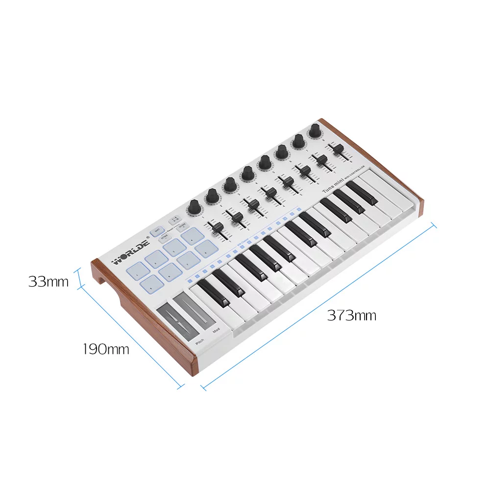 TUNA  Ultra-Portable 25-Key USB MIDI Keyboard Controller 8  Backlit Trigger Pads with 6.35mm Pedal Jack