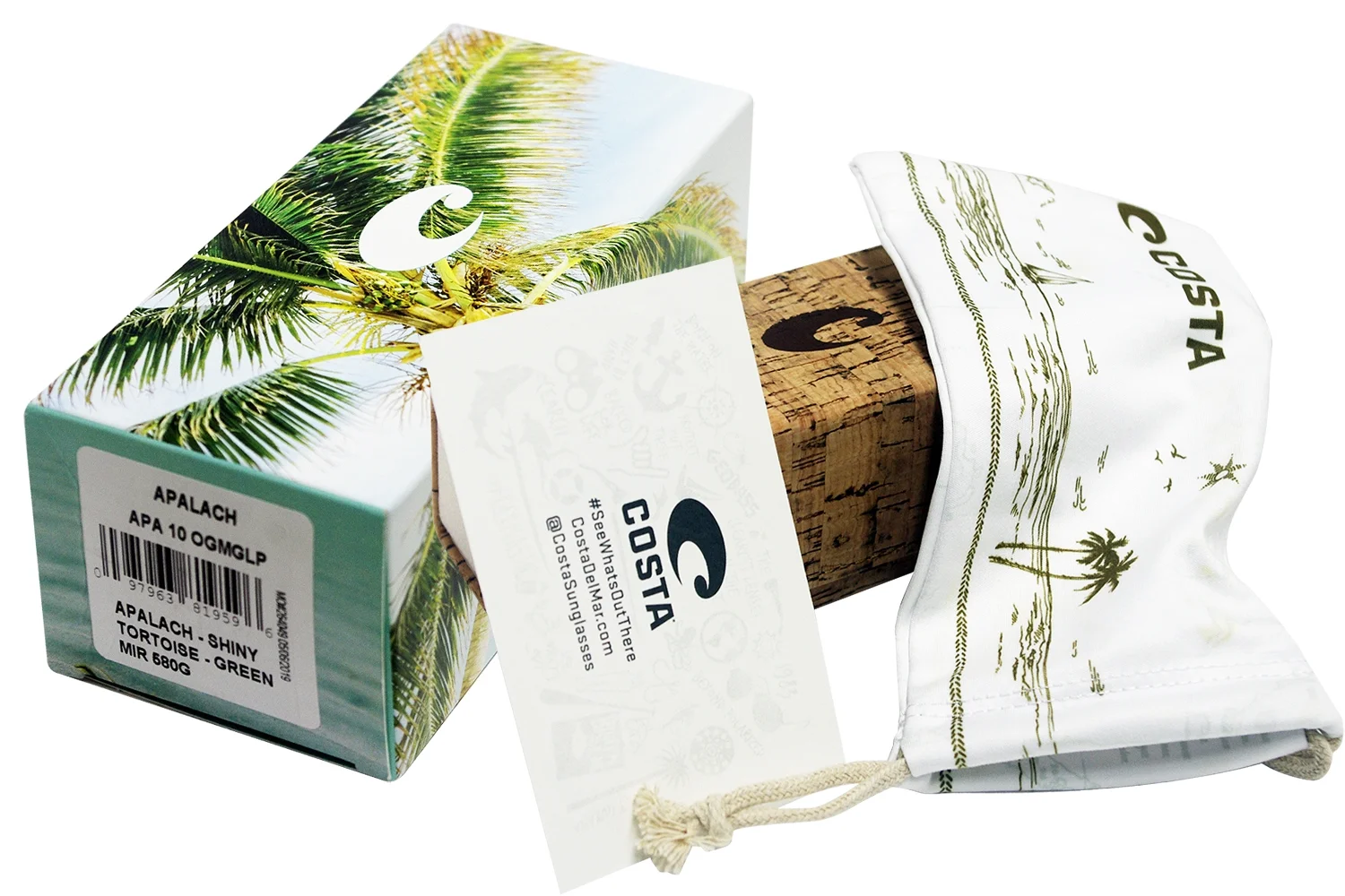 Costa Del Mar Apalach Green Mirror 580G Rectangular Ladies Sunglasses APA 10 OGMGLP