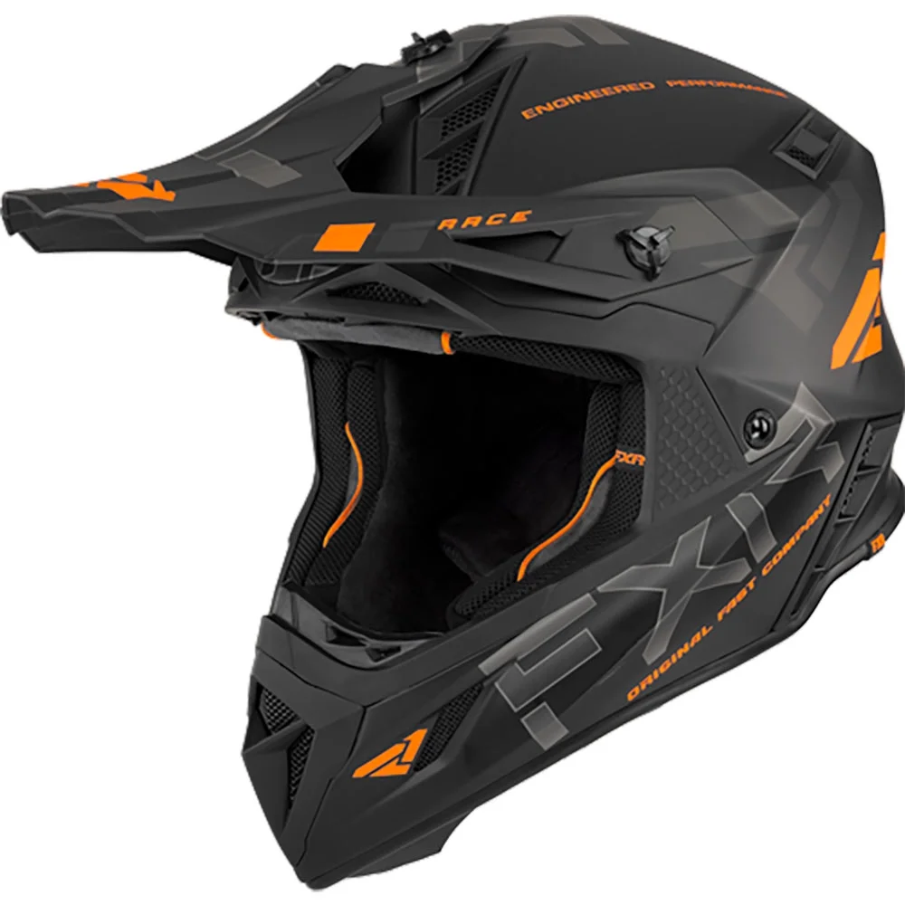 FXR  Helium Race Div Helmet D-Ring Buckle Breath Box Ready 365 Vent Black Orange - 230663-1030-19