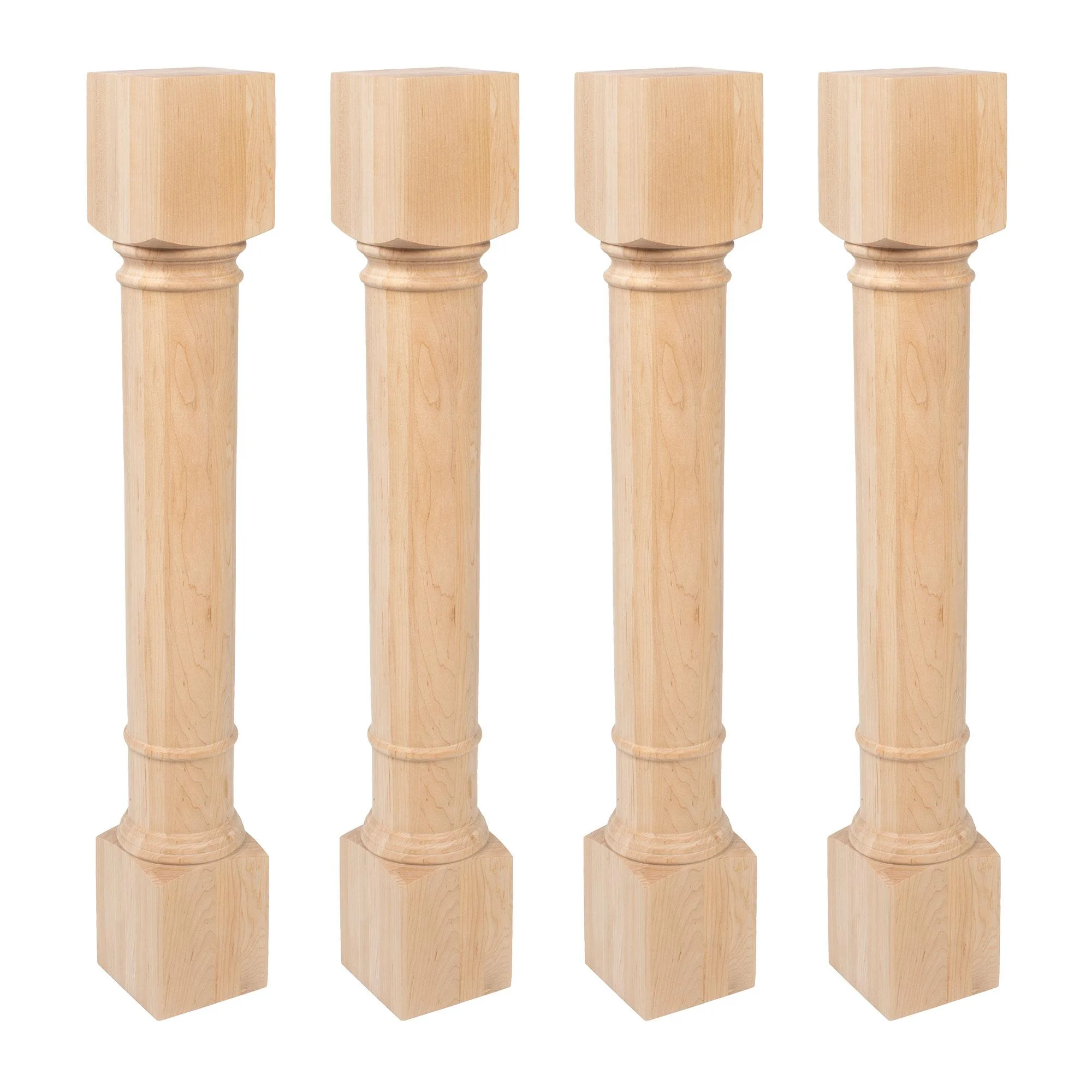 Designer's Edge Millwork 35-1/4 in. High x 5 in. Wide x 5 in. Depth Unfinished North American Solid Hard Maple Traditional Full Round Kitchen Island Leg 4 Pack