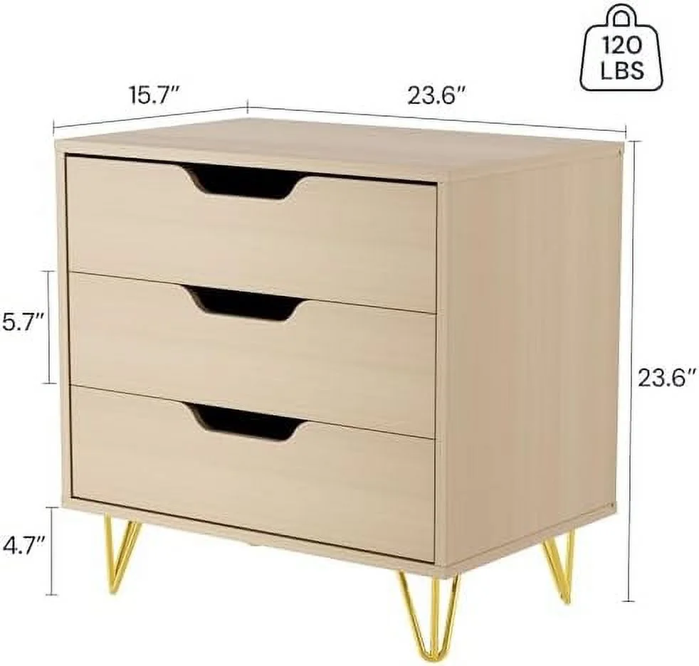 GVJMTKP 3 Drawer Dresser   Modern Dresser for Bedroom   Dressers with Wide Chest of Drawers for  Bedroom  Black Dresser for Living Room  Nursery  Hallway  Black