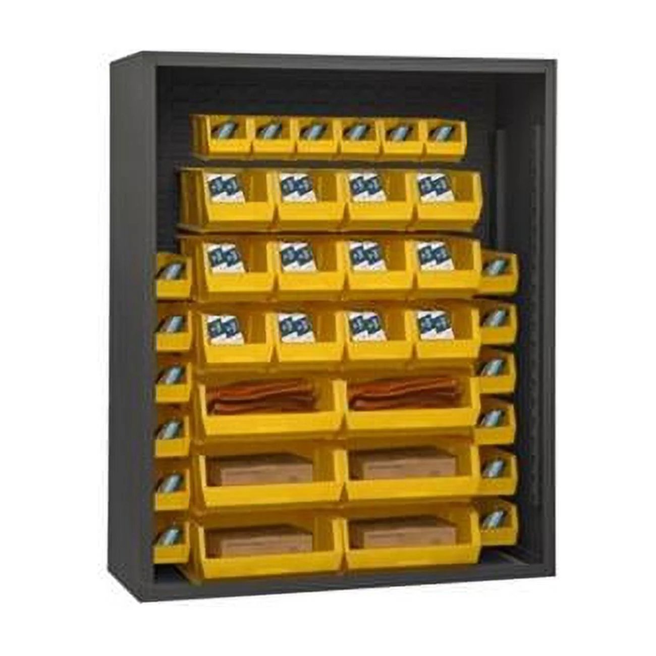 12 Gauge Enclosed Shelving with 42 Yellow Hook on Bins - Gray - 48 x 18 x 72 in.