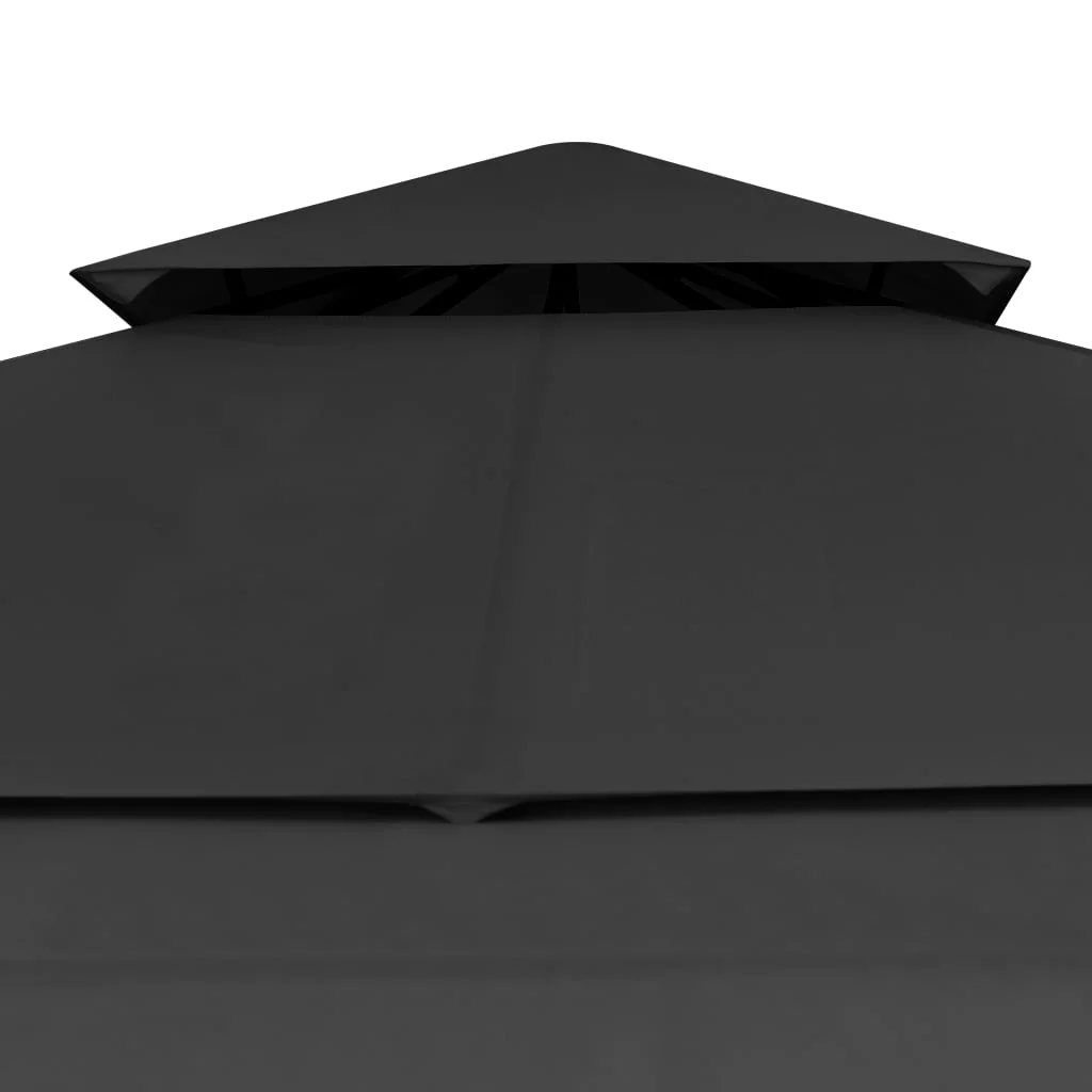 Gazebo with Double Extending Roofs 9.8'x9.8'x9' Anthracite 0.6 oz/ft2