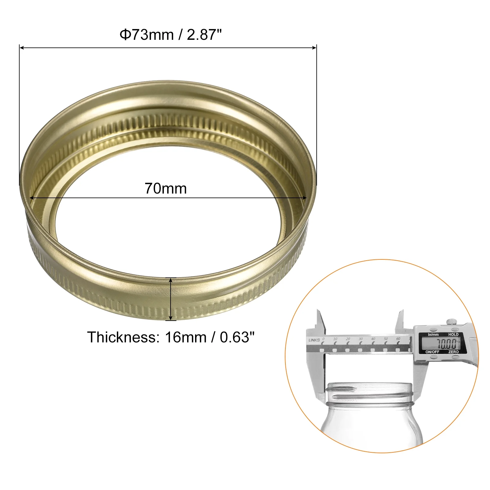 Canning Jar Rings, 30 Pack - Tinplate Split-Type Mason Jar Replacement Bands Regular Mouth Leak Proof (Gold)
