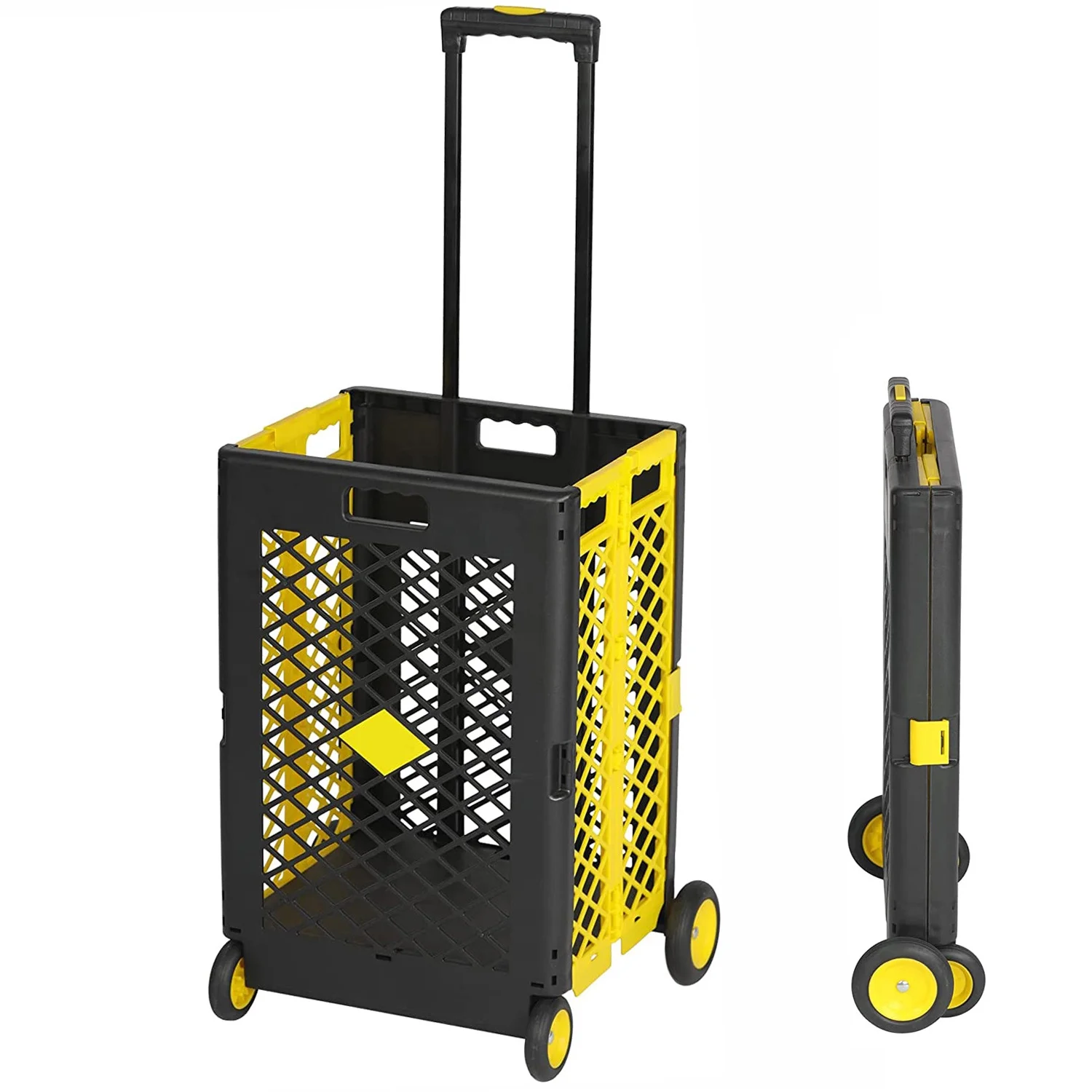 Rolling Cart with Wheels - Yellow/Gray - Effortlessly Transport Heavy Items