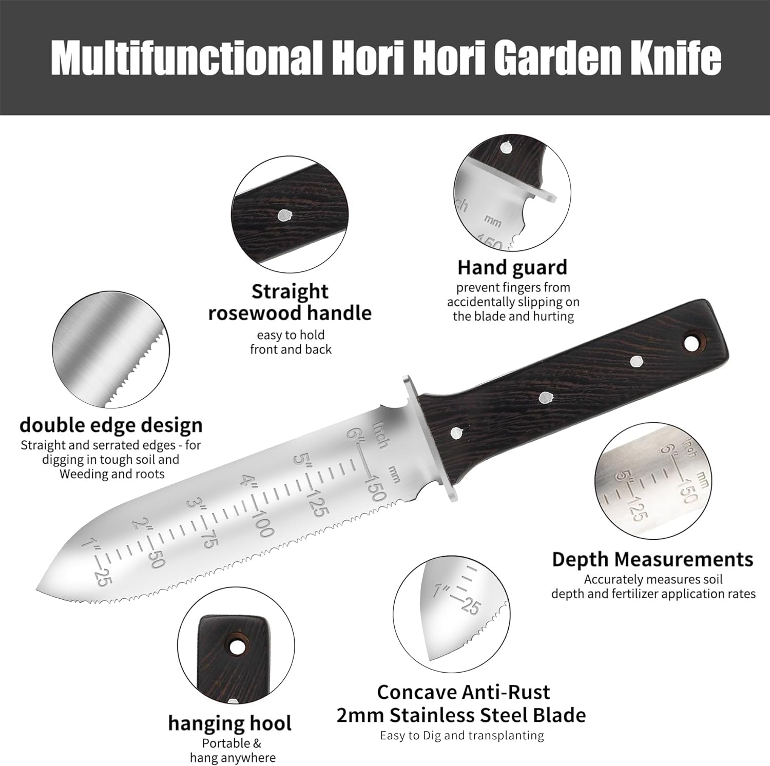 Hori Hori Garden Knife with Leather Sheath, 7