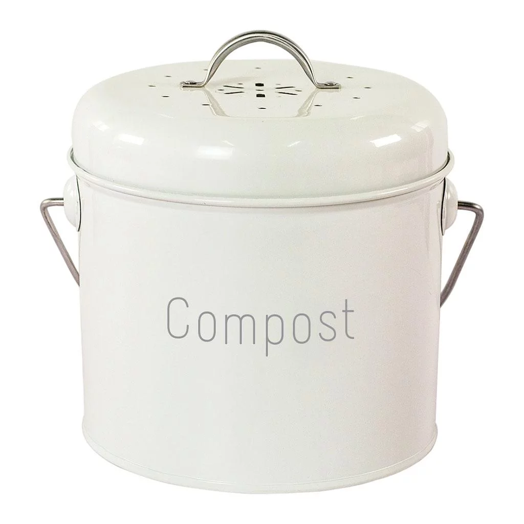 Kitchen Compost Bin Countertop Indoor Compost Bucket Compost Bin with Lid for Odor Filtration milky white
